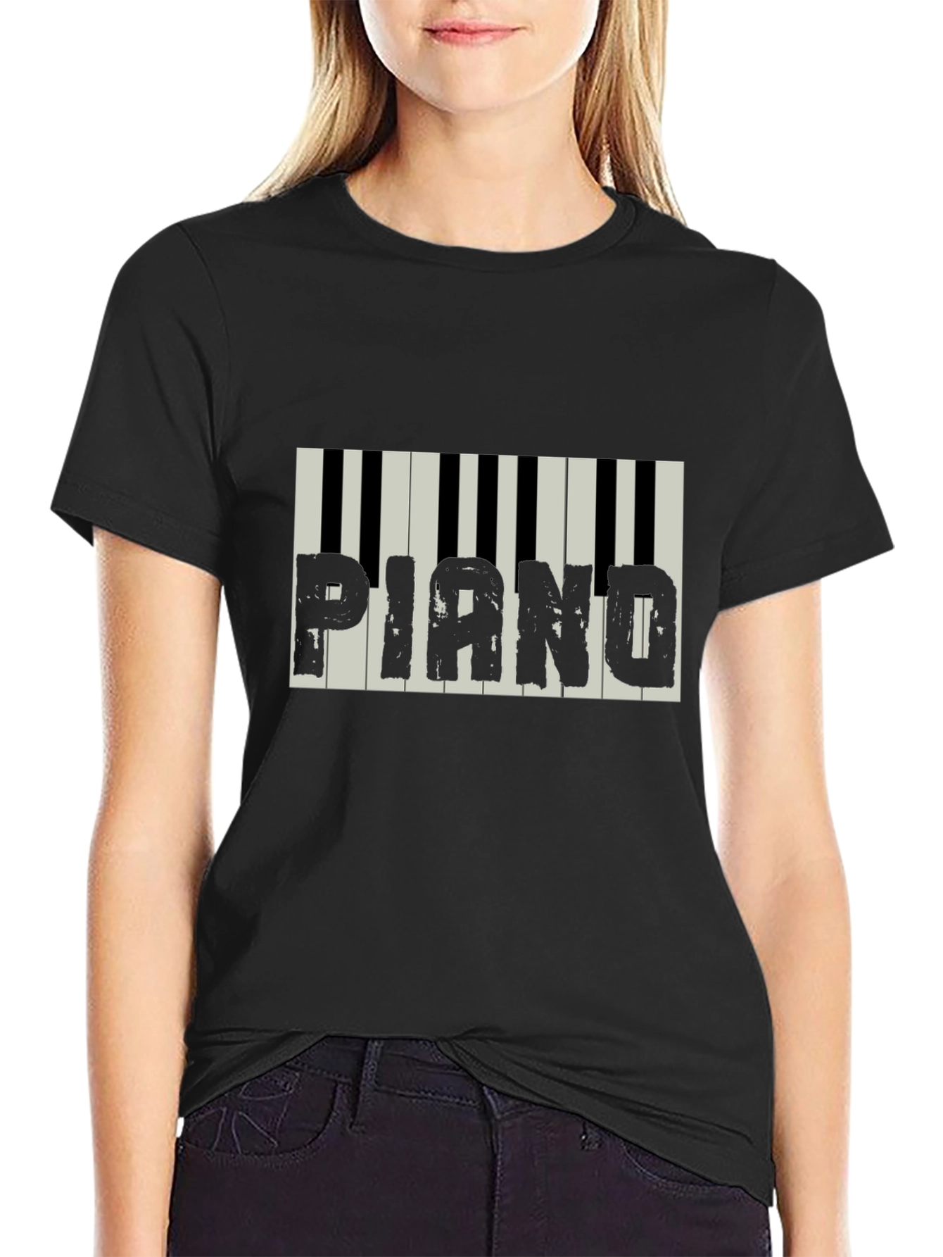 Piano Keys Graphic Black T-Shirt
