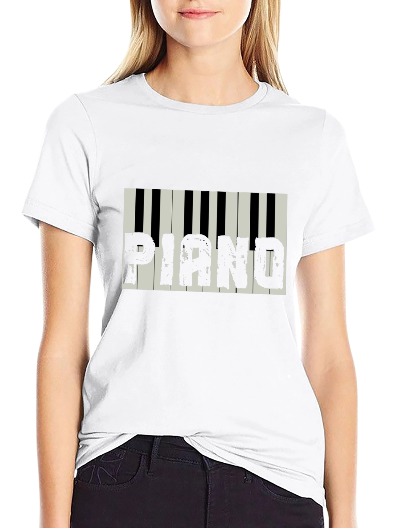 Piano Keys Graphic Black T-Shirt