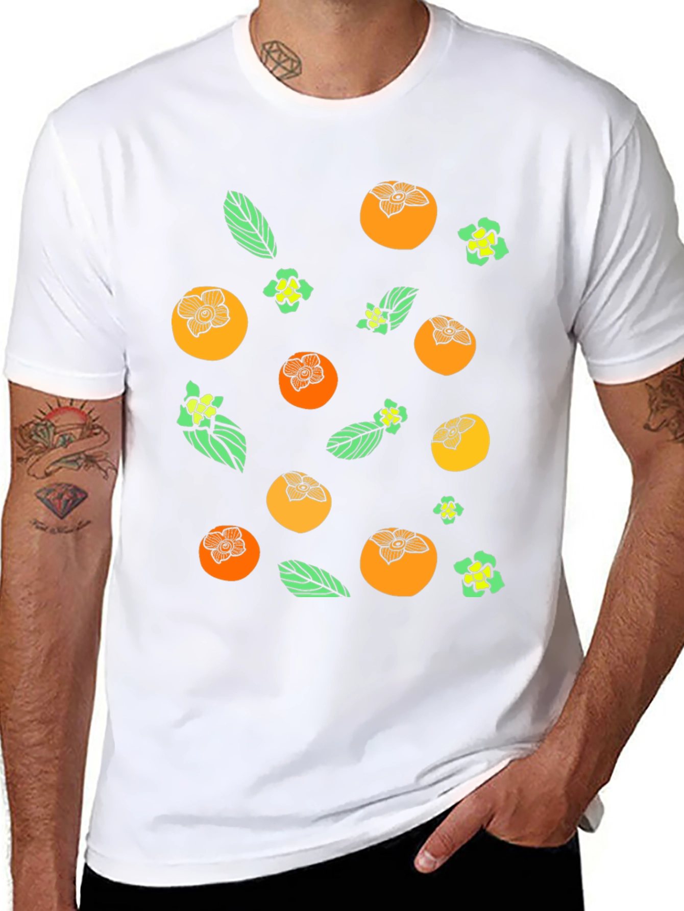 Persimmon Pattern Black T-Shirt