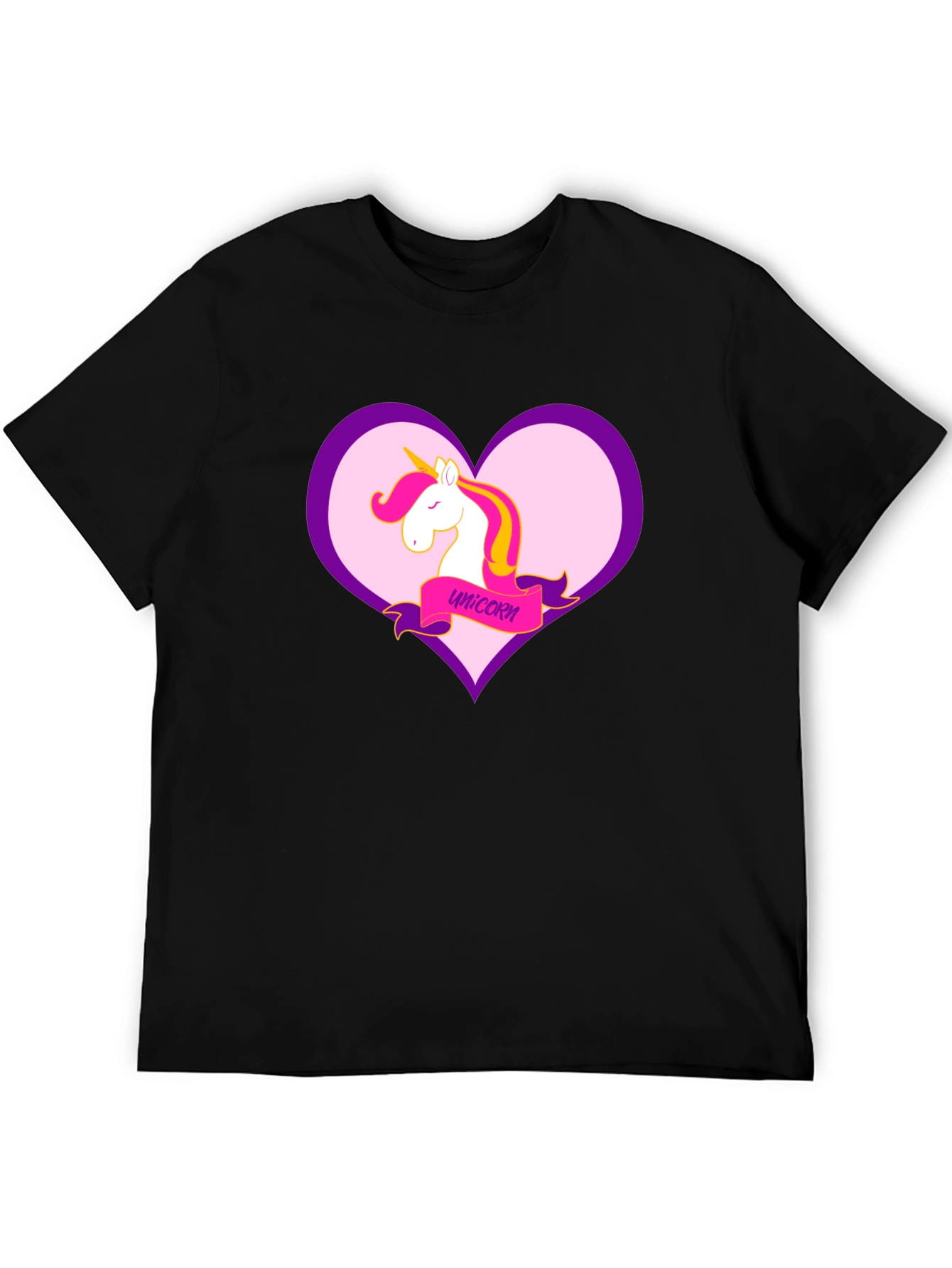 Unicorn Heart Graphic Black T-Shirt