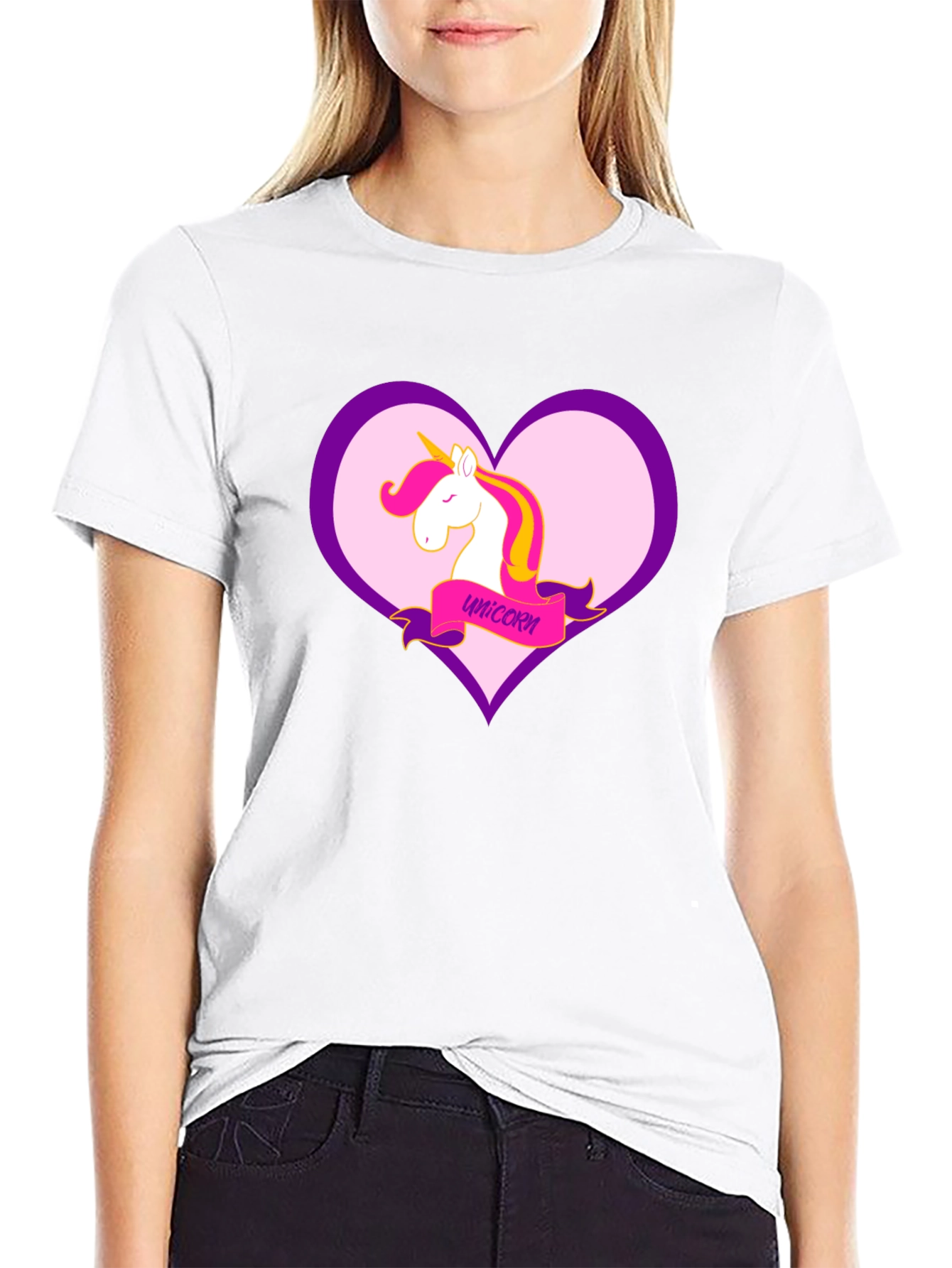 Unicorn Heart Graphic Black T-Shirt