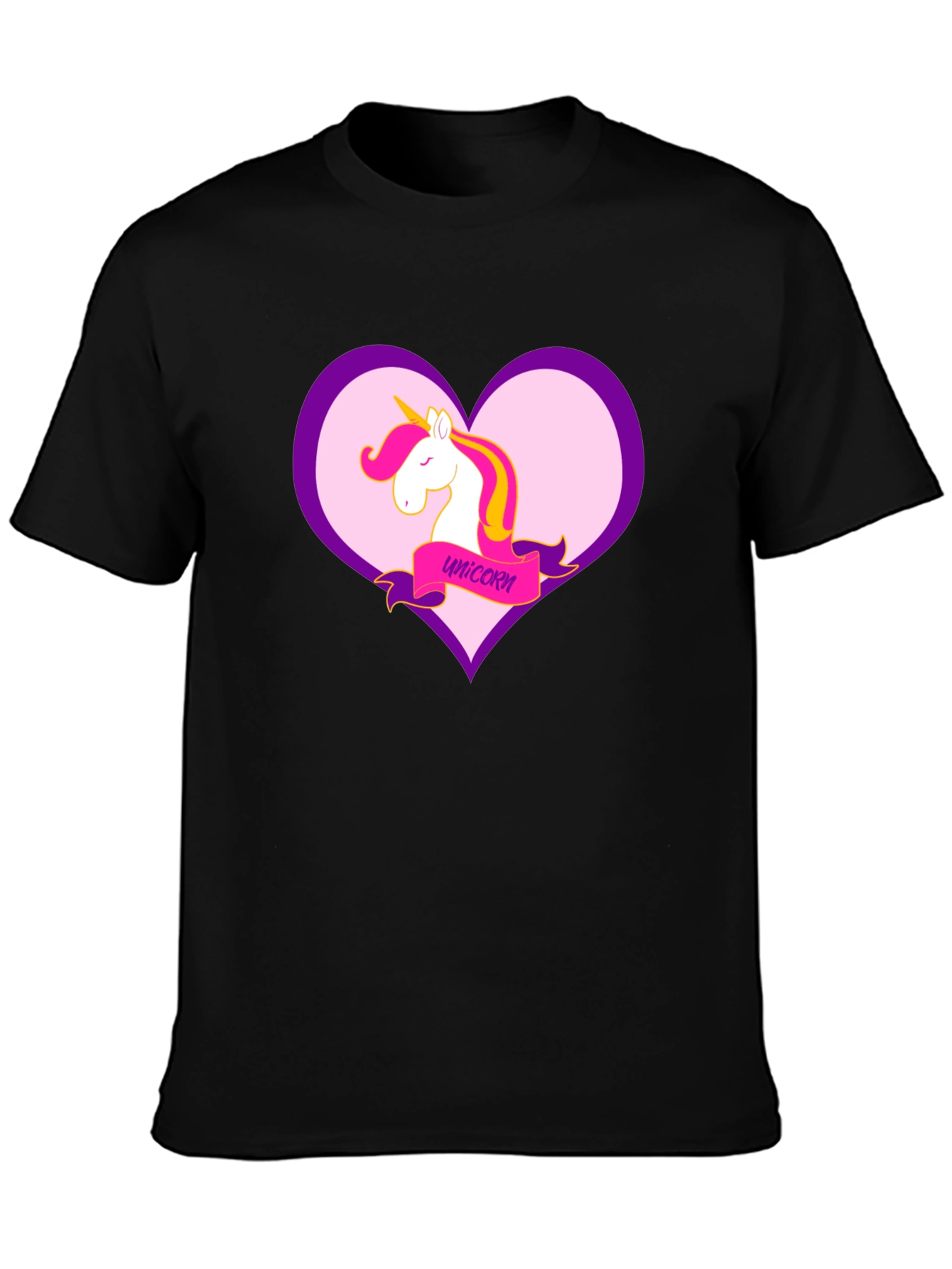 Unicorn Heart Graphic Black T-Shirt