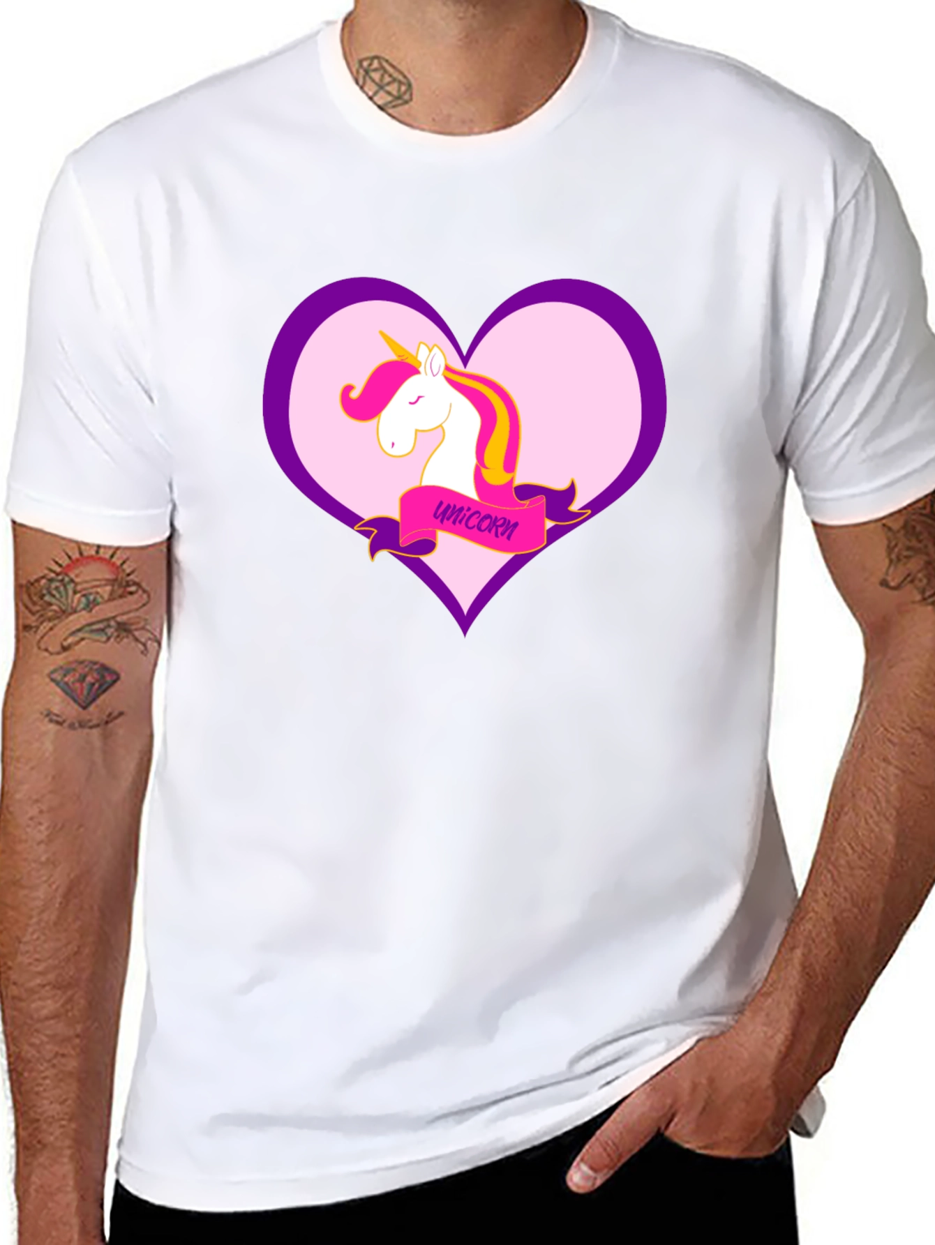 Unicorn Heart Graphic Black T-Shirt
