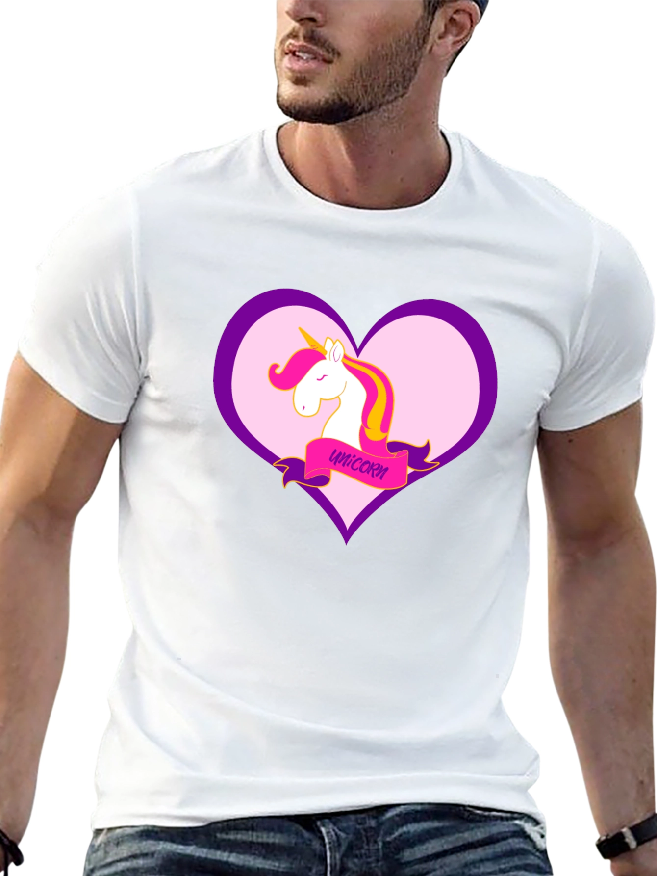 Unicorn Heart Graphic Black T-Shirt