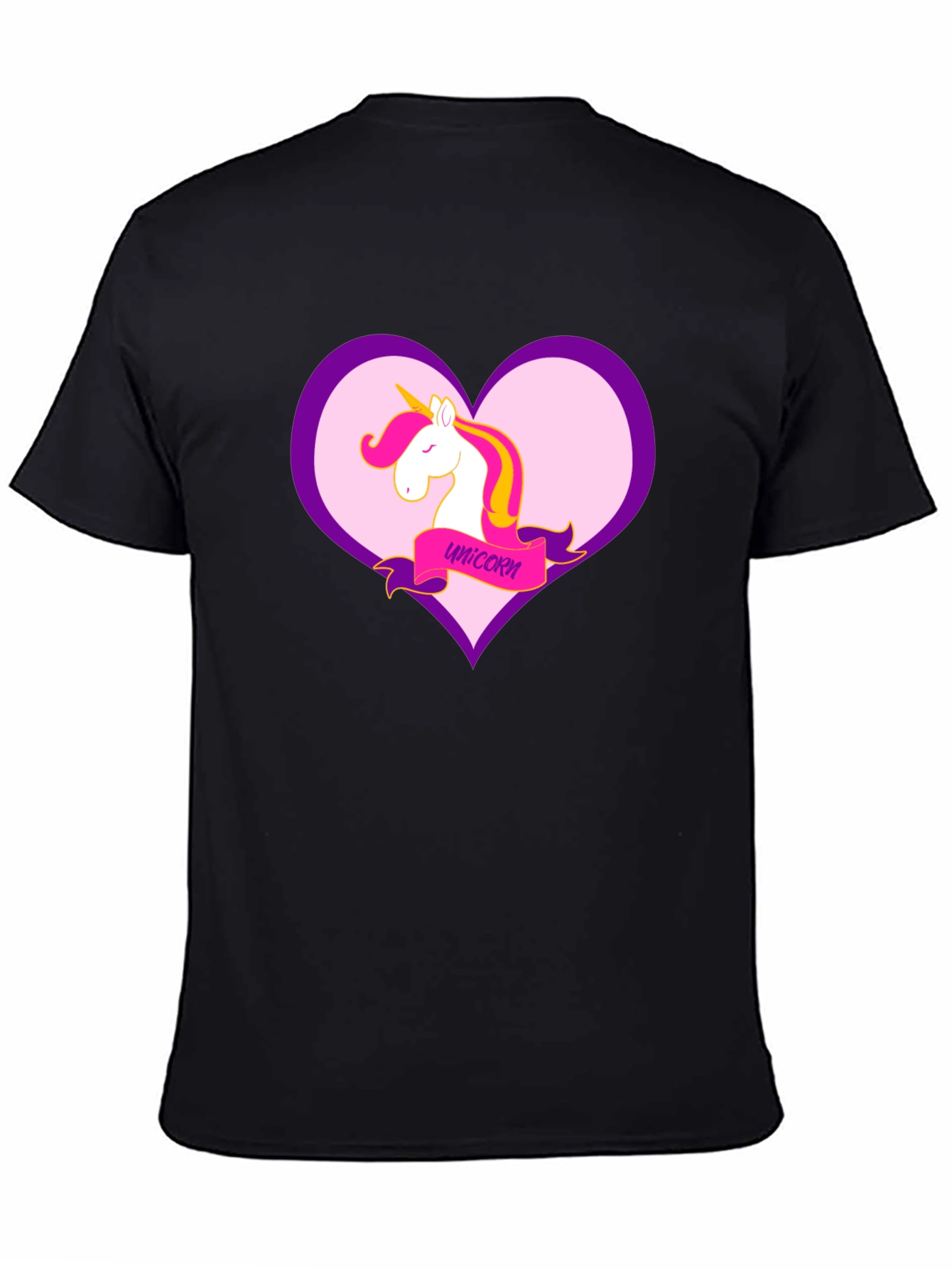 Unicorn Heart Graphic Black T-Shirt