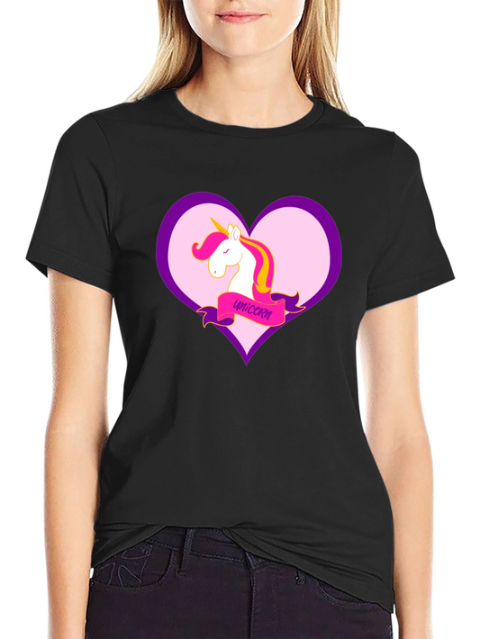Unicorn Heart Graphic Black T-Shirt