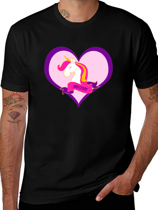 Unicorn Heart Graphic Black T-Shirt