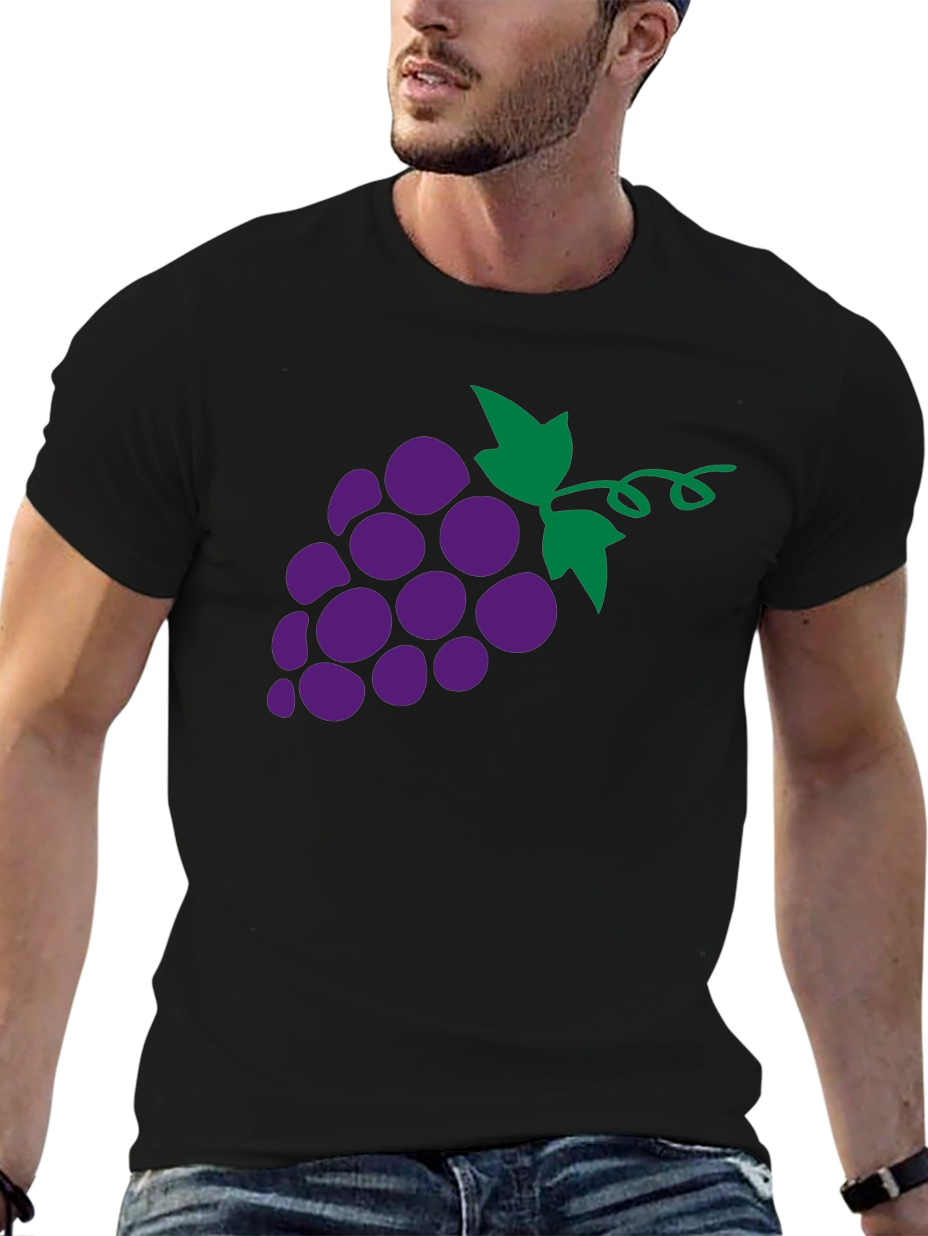 Grapes Graphic T-Shirt - Black Fruit Tee