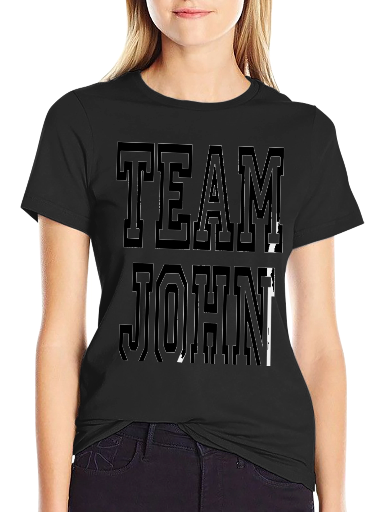 Team John Graphic Tee - Casual Black T-Shirt