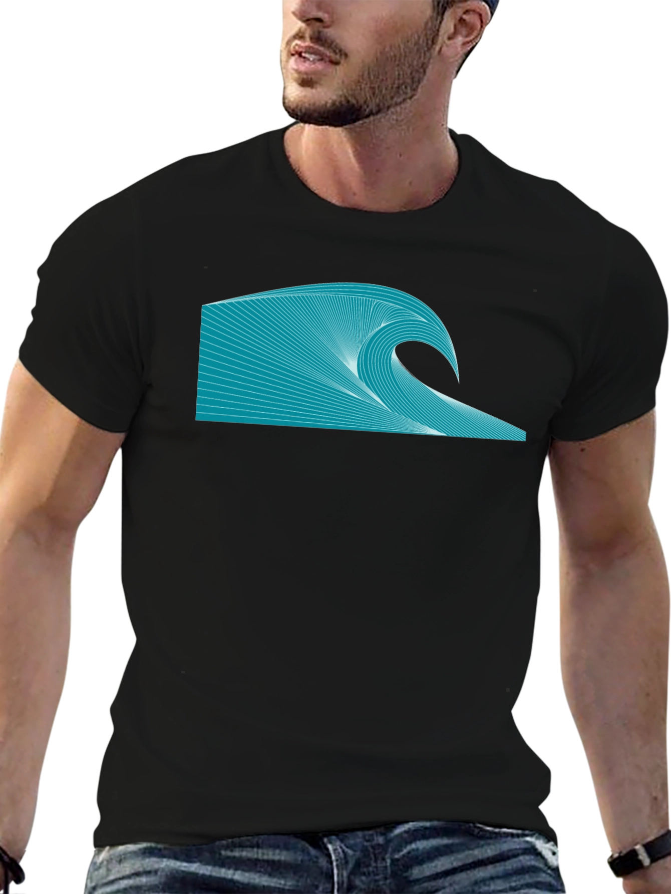 Wave Graphic Tee - Black Stylish Shirt