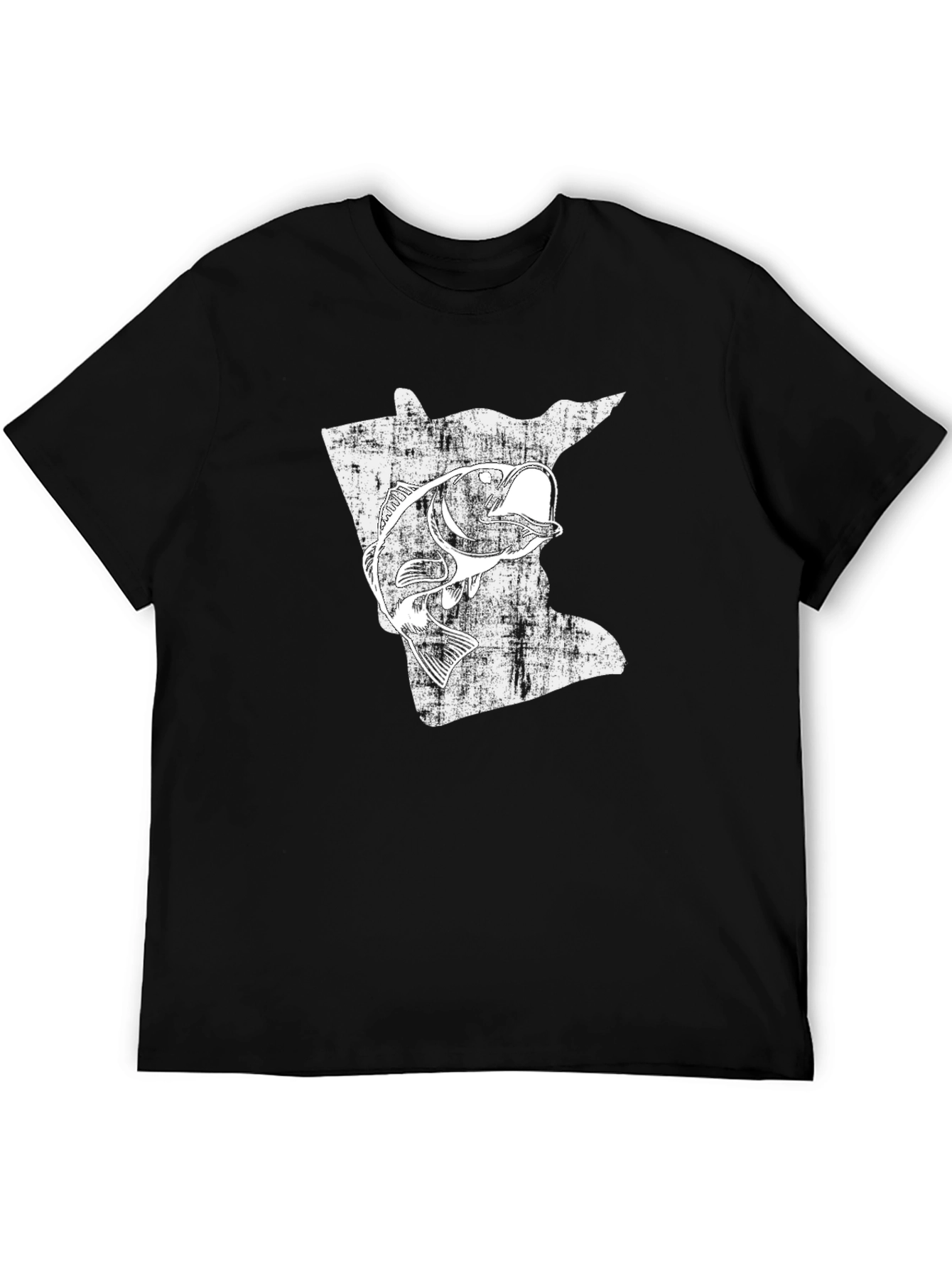 Minnesota Fishing T-Shirt - State Map Bass Design
