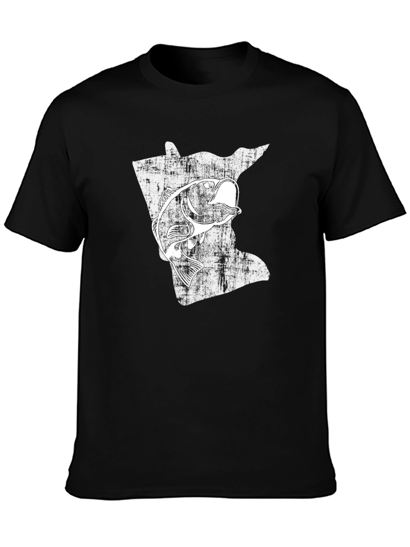 Minnesota Fishing T-Shirt - State Map Bass Design
