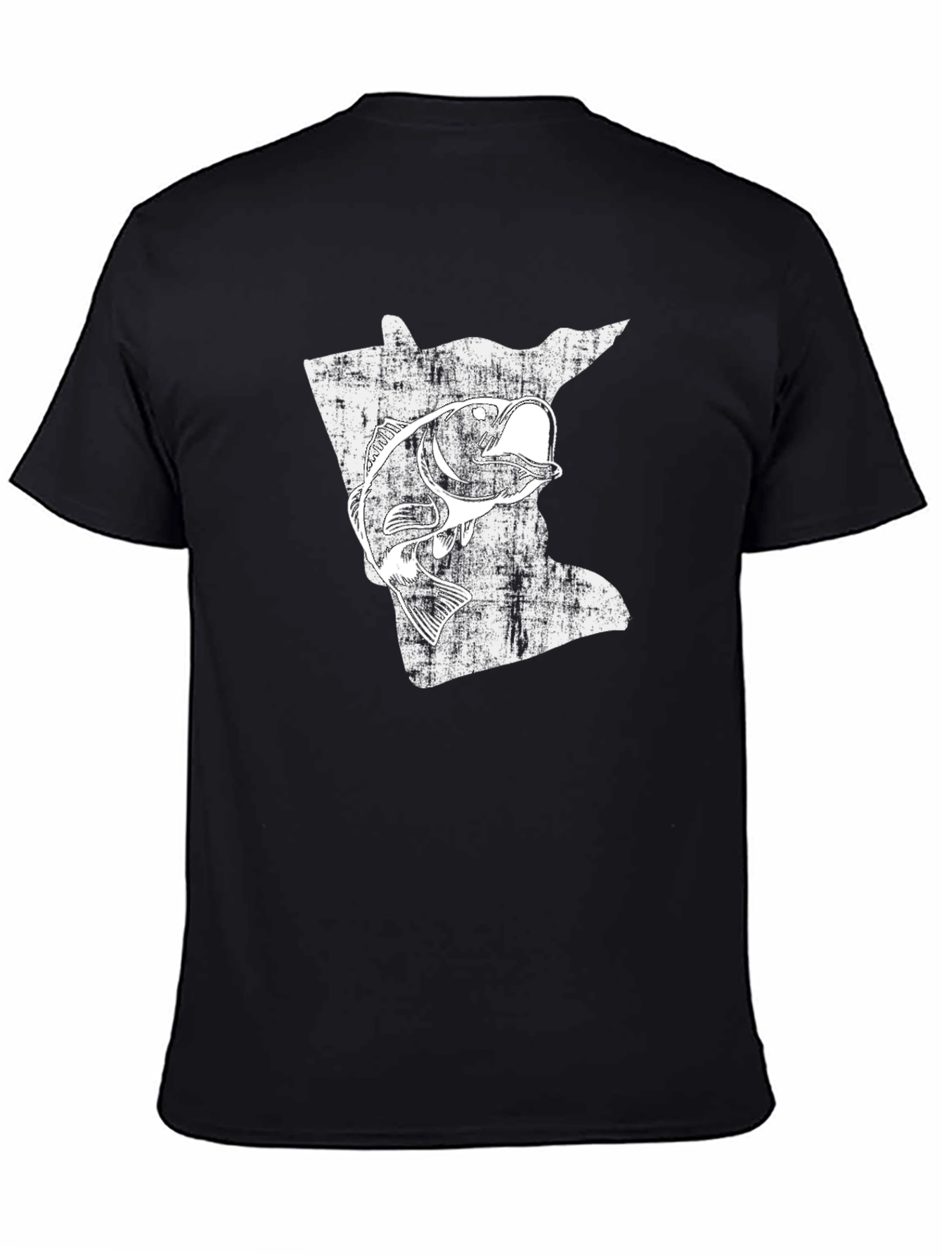 Minnesota Fishing T-Shirt - State Map Bass Design