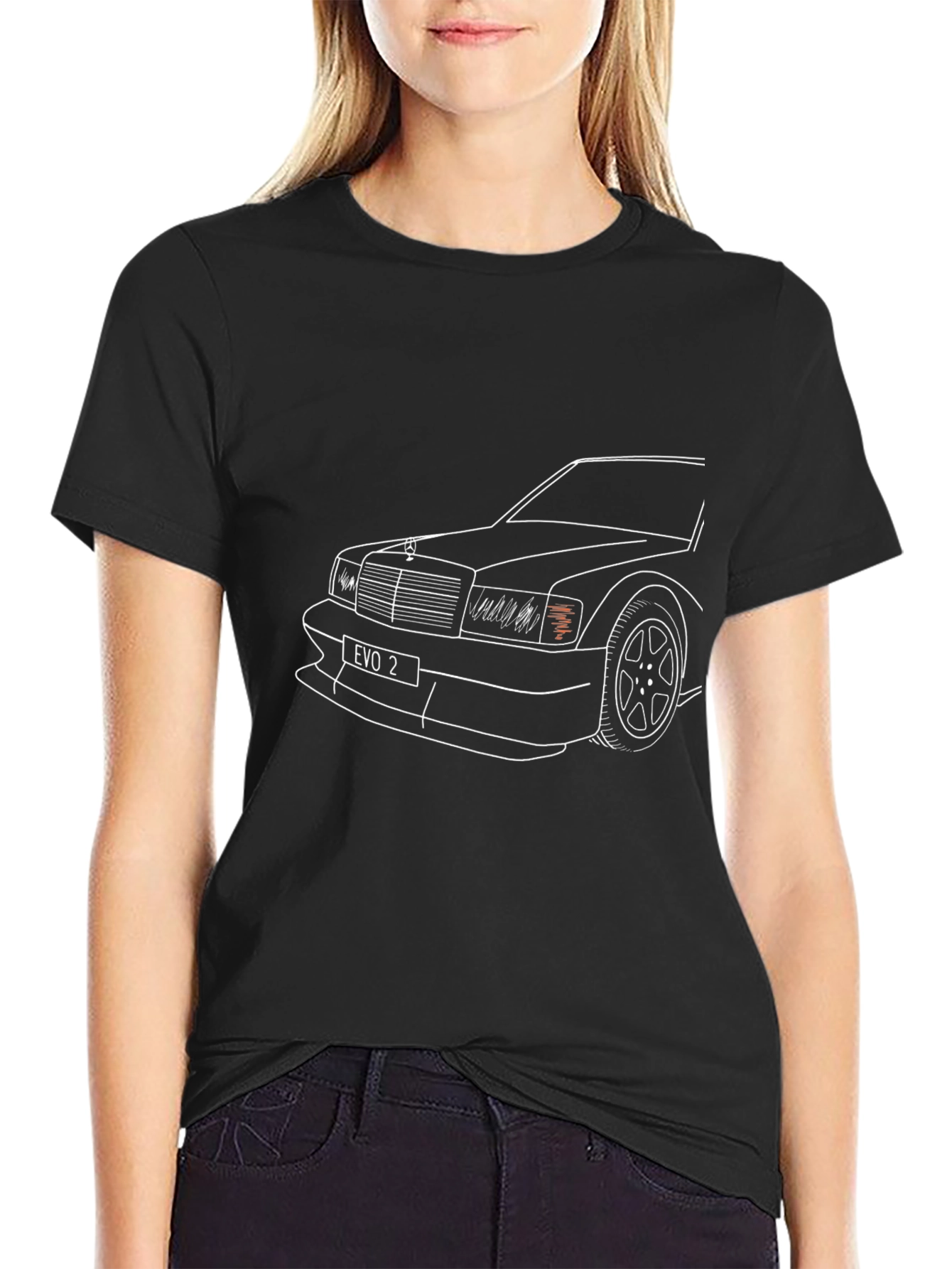 Evo 2 Car Outline Graphic Black T-Shirt