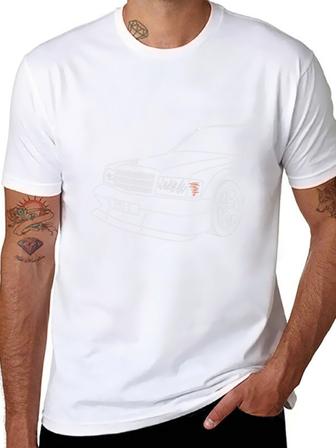 Evo 2 Car Outline Graphic Black T-Shirt