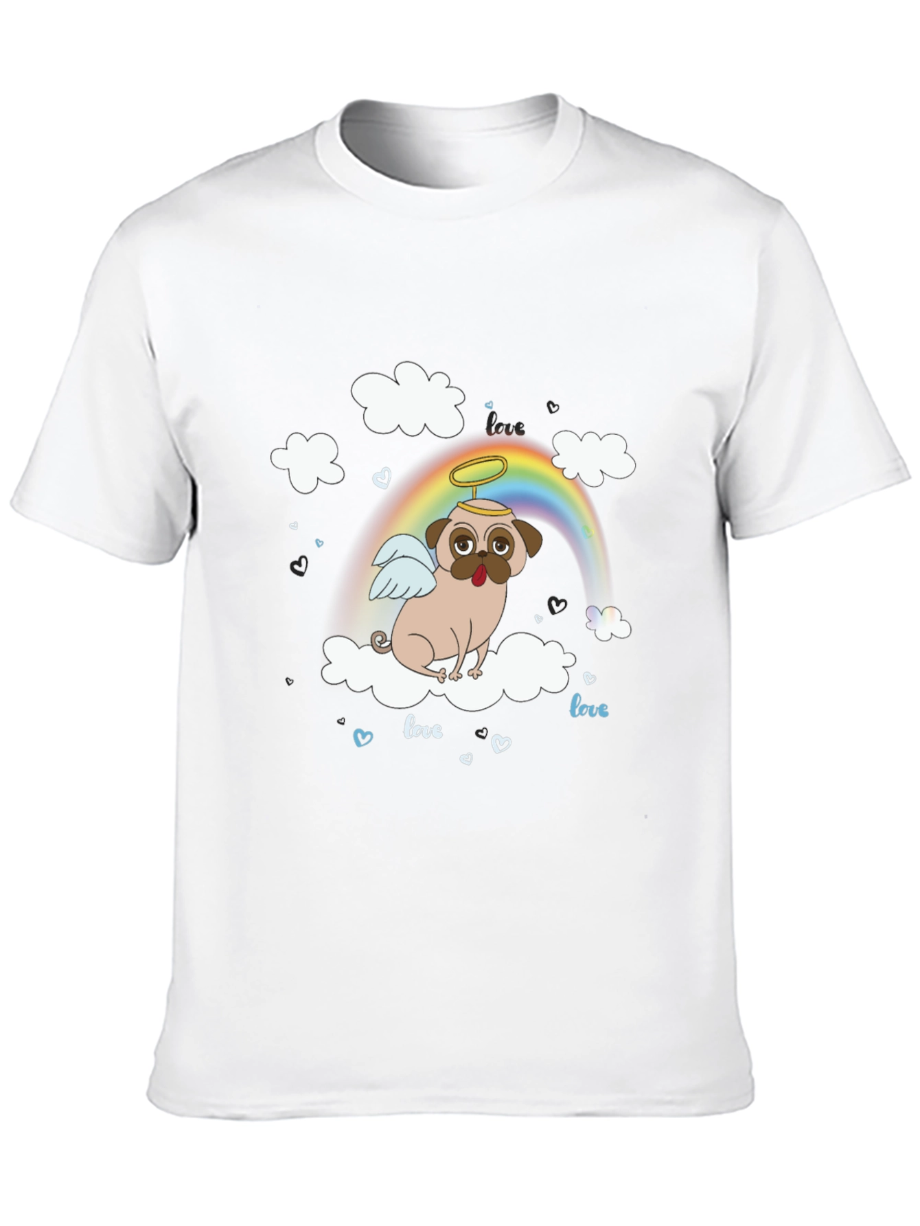 Angel Pug Dog on Cloud T-Shirt