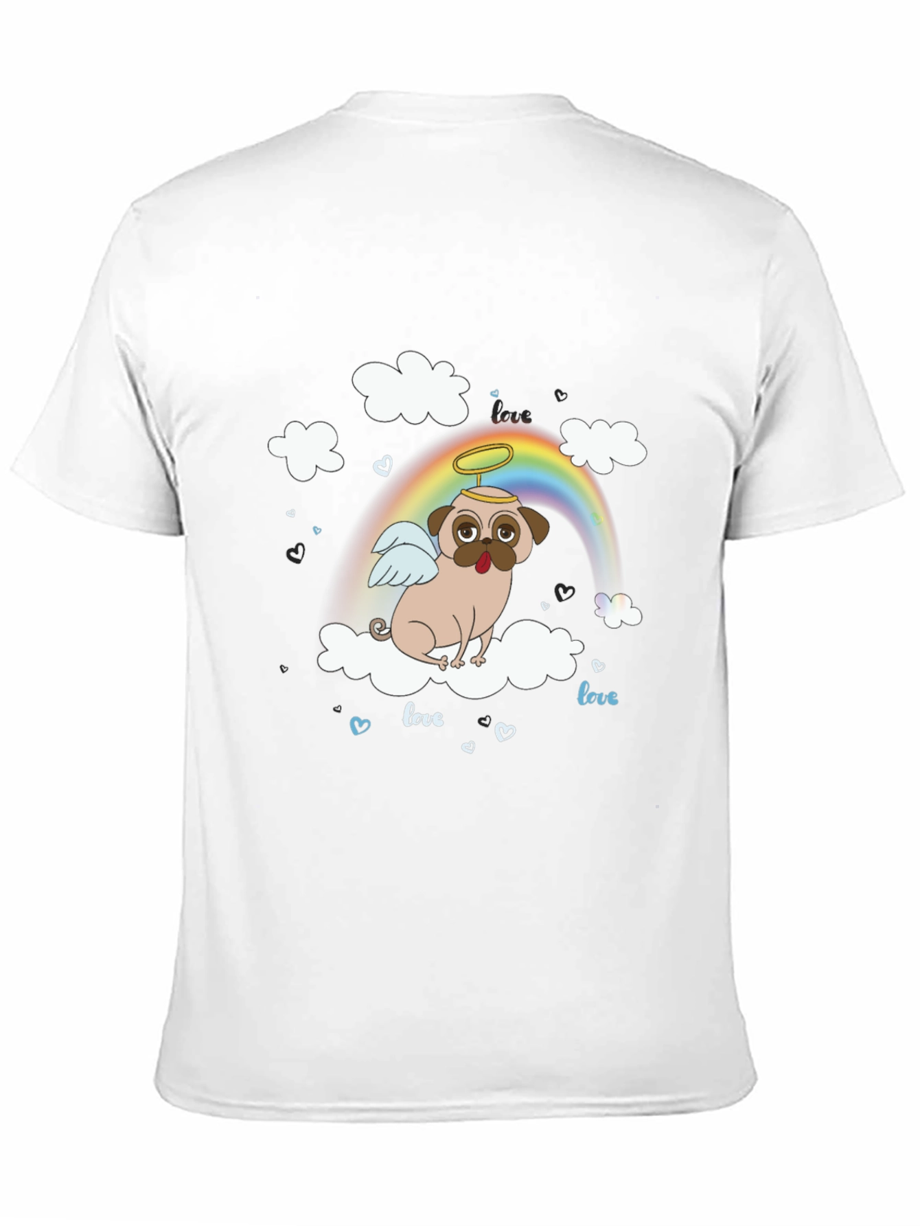 Angel Pug Dog on Cloud T-Shirt