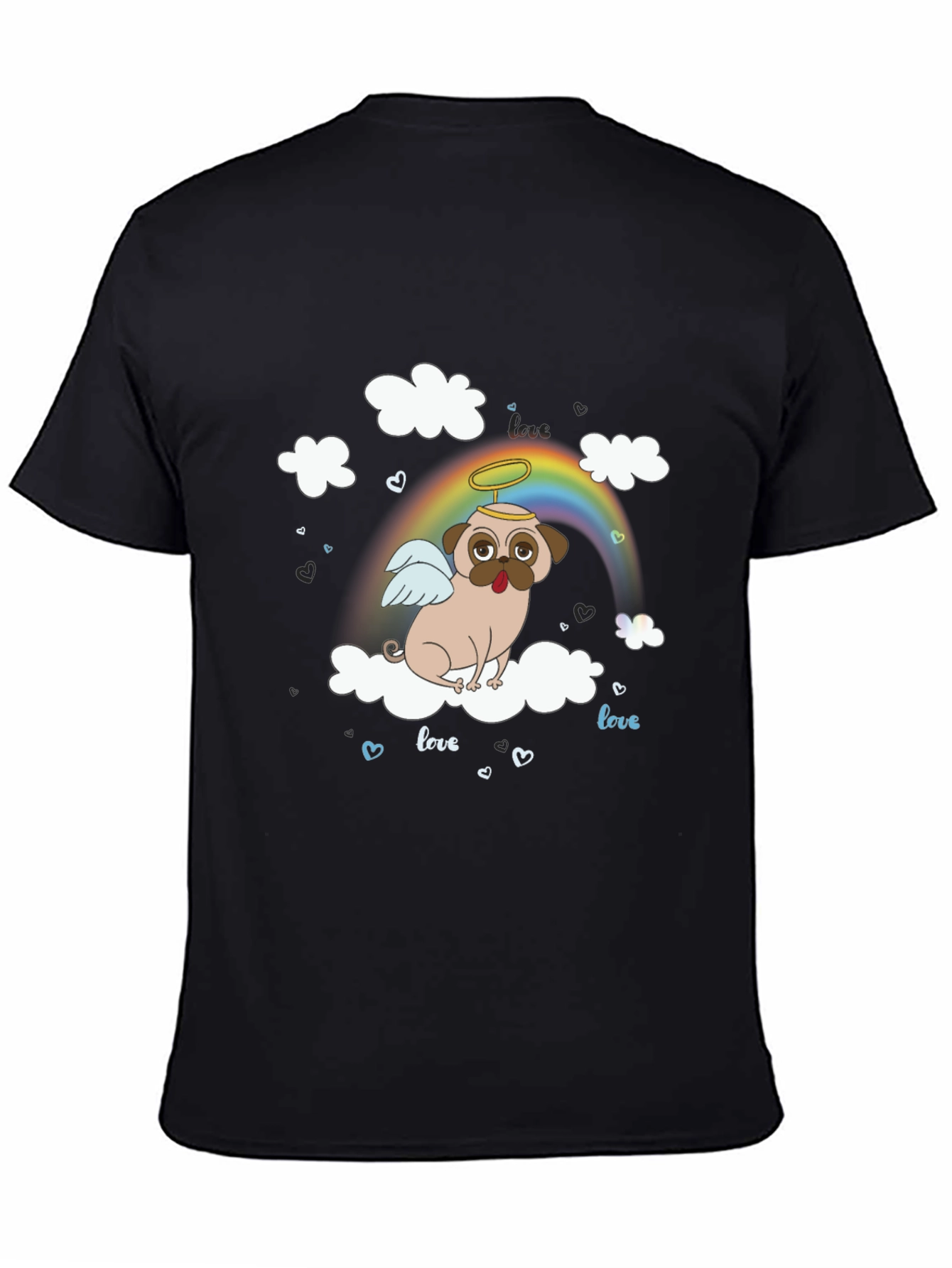 Angel Pug Dog on Cloud T-Shirt