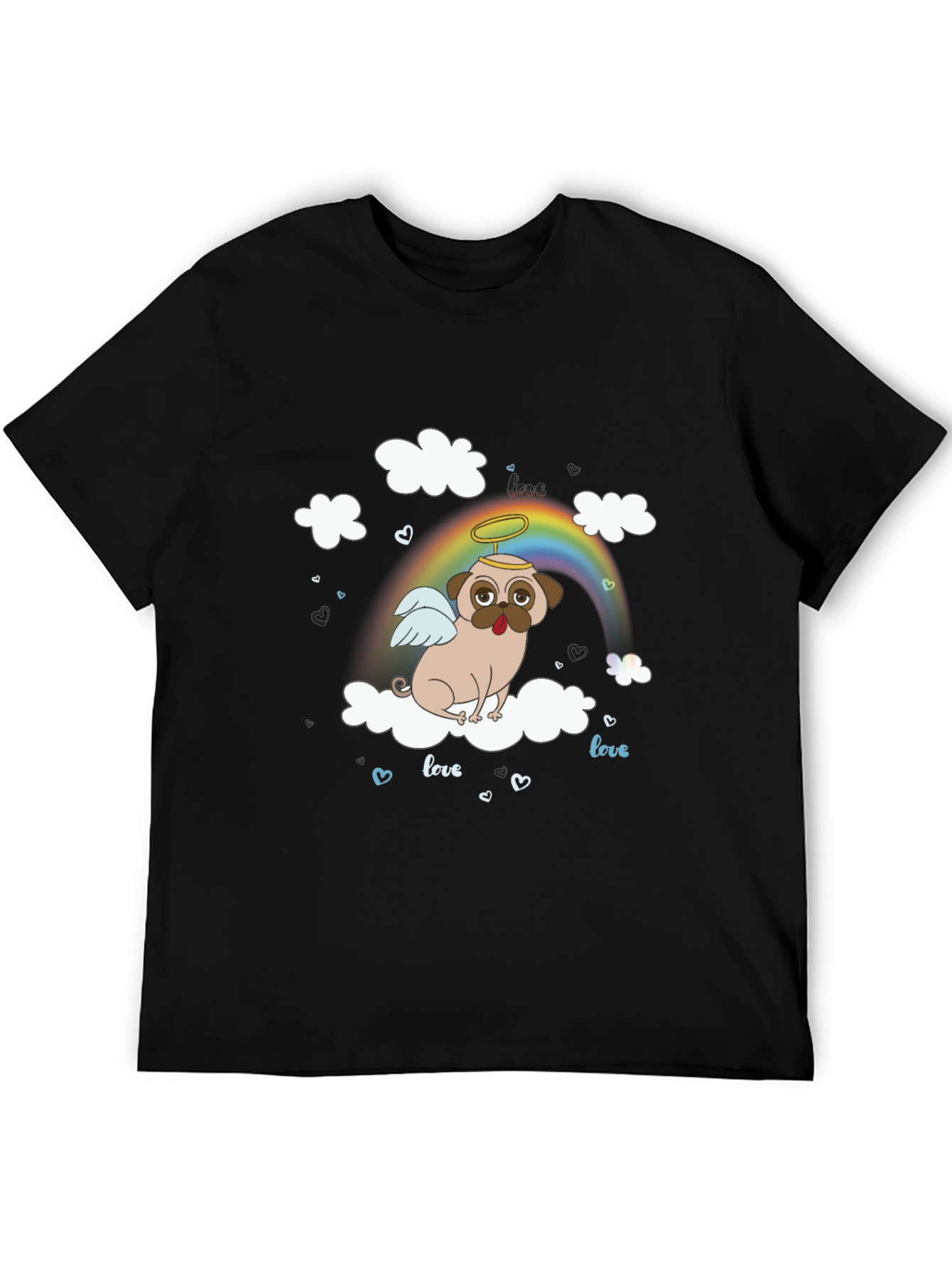 Angel Pug Dog on Cloud T-Shirt