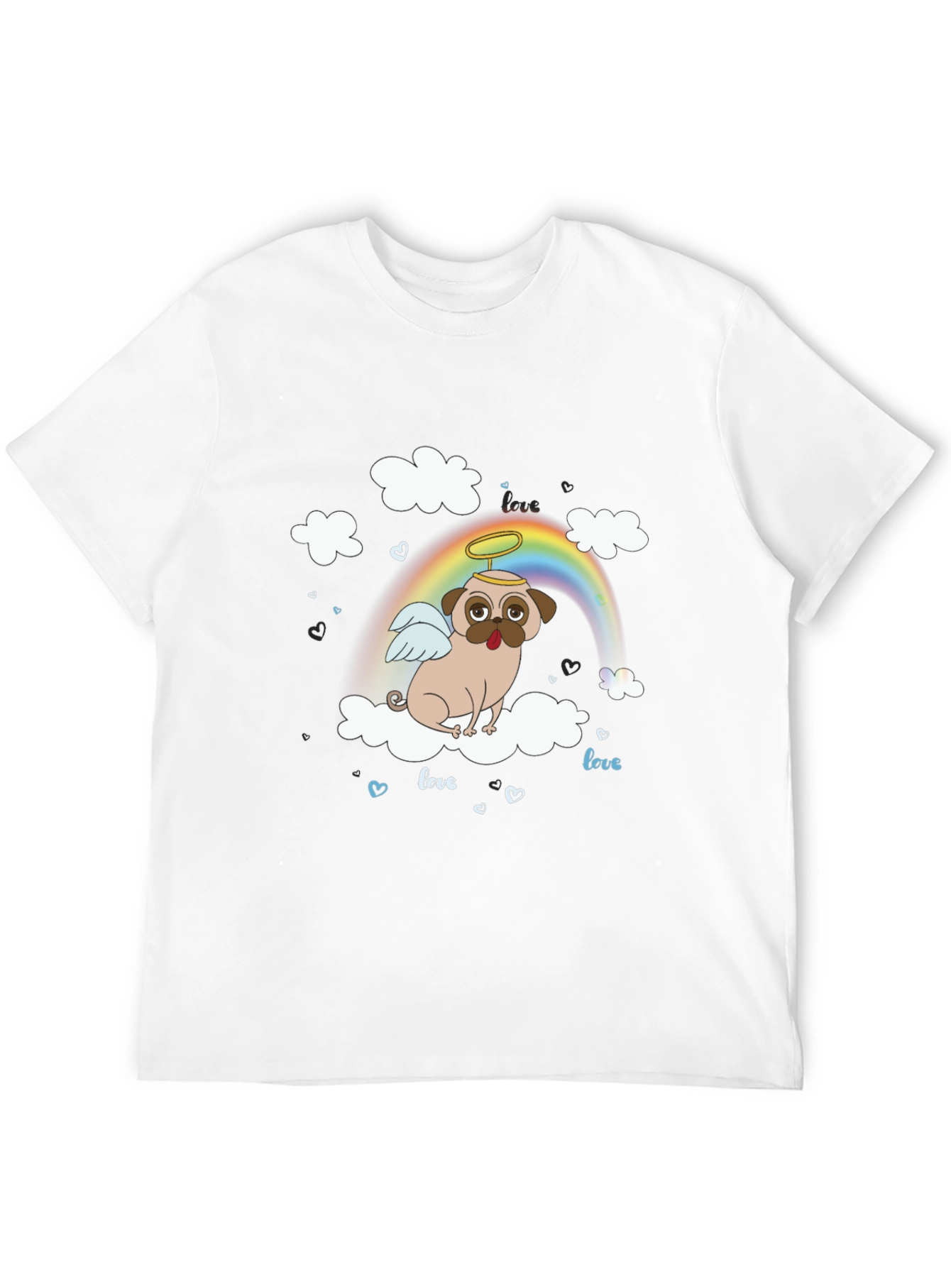 Angel Pug Dog on Cloud T-Shirt