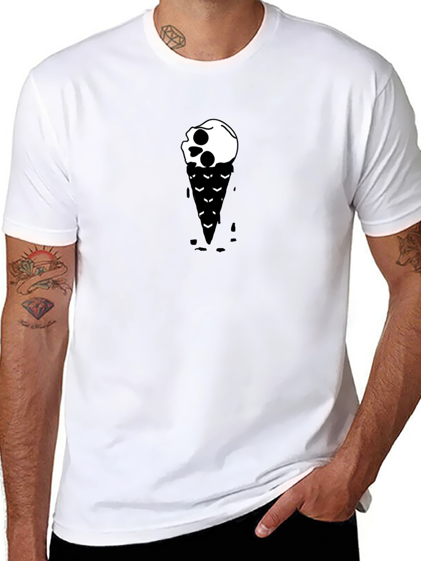 Skull Ice Cream Graphic Tee - Black