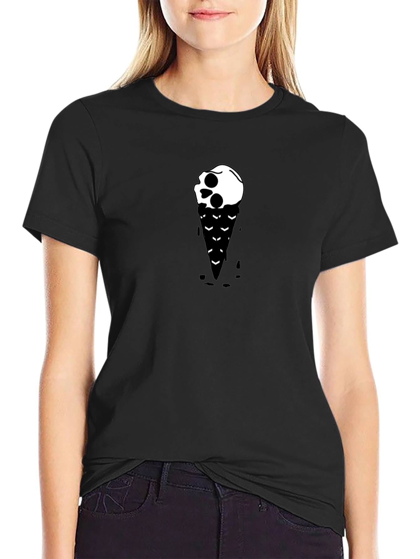 Skull Ice Cream Graphic Tee - Black