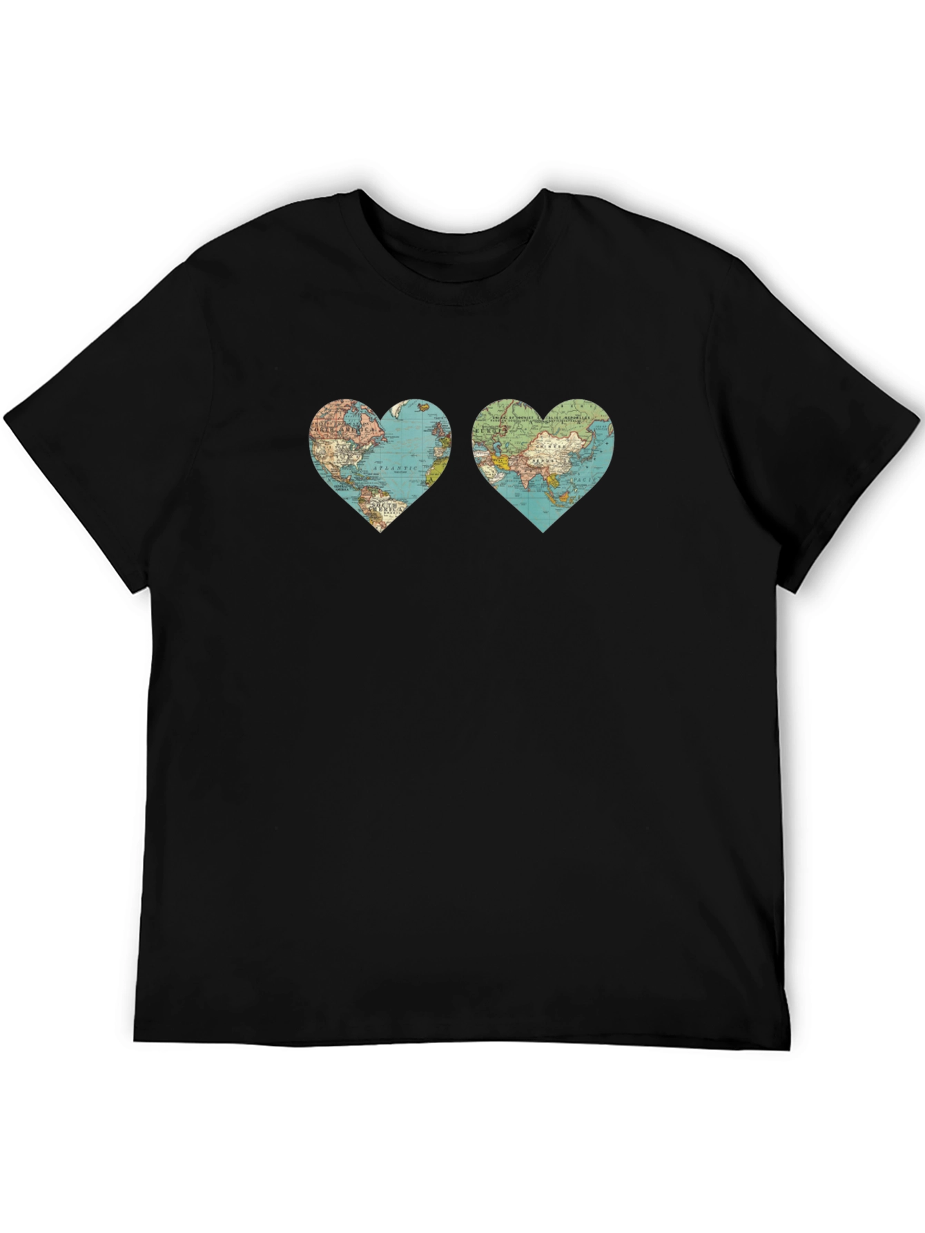 World Map Heart Graphic T-Shirt