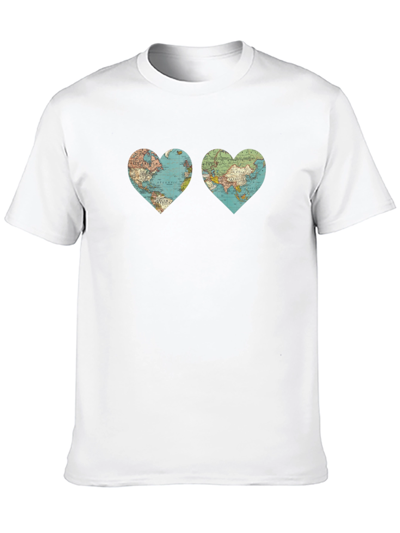 World Map Heart Graphic T-Shirt