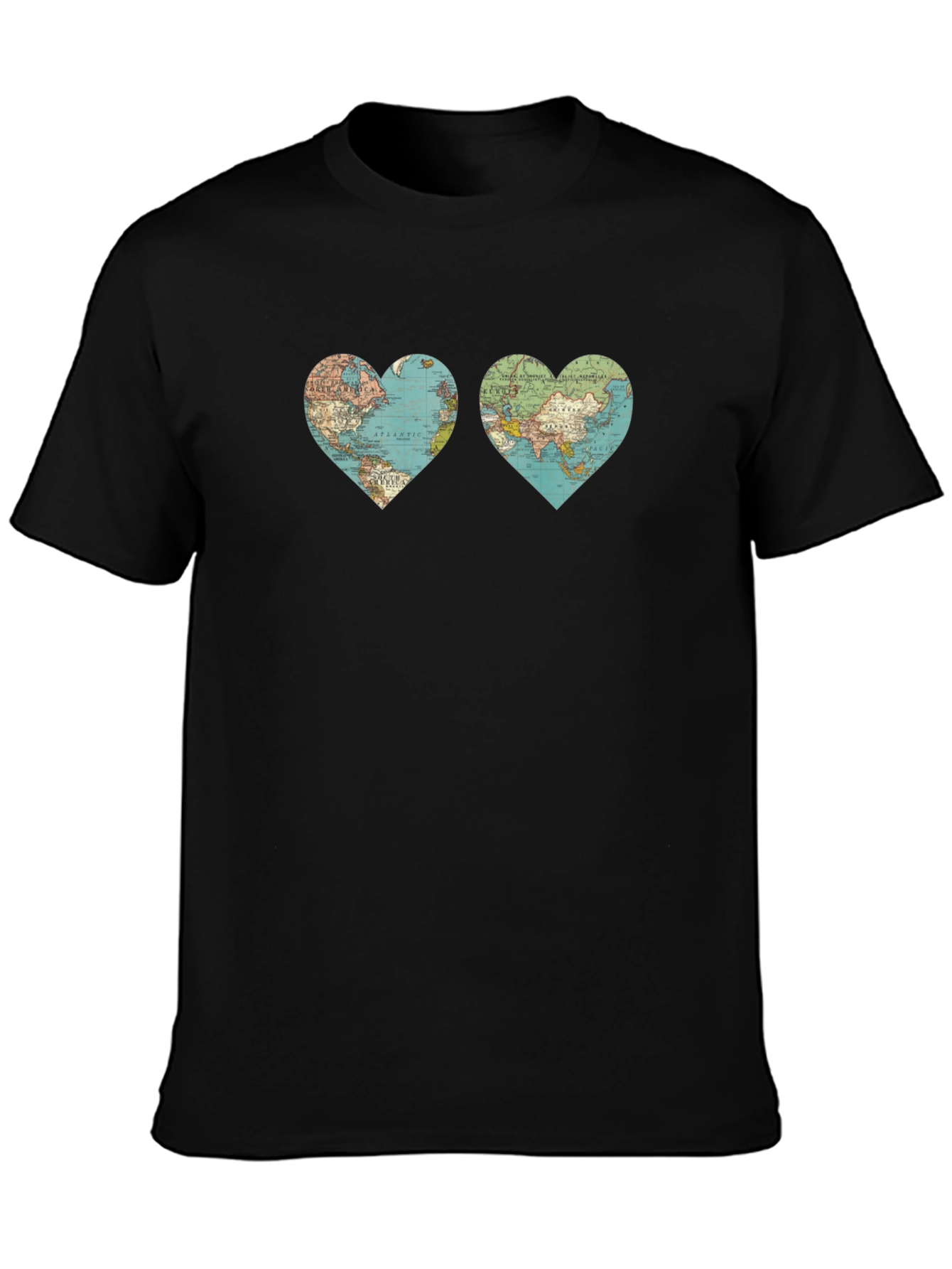 World Map Heart Graphic T-Shirt