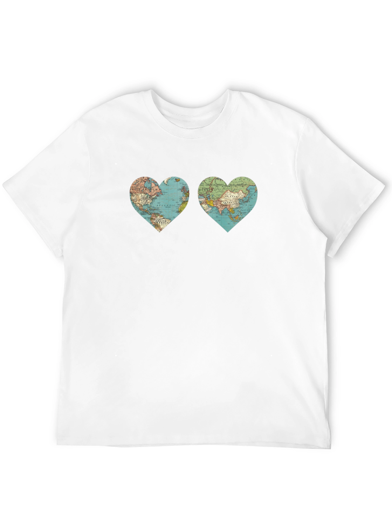 World Map Heart Graphic T-Shirt