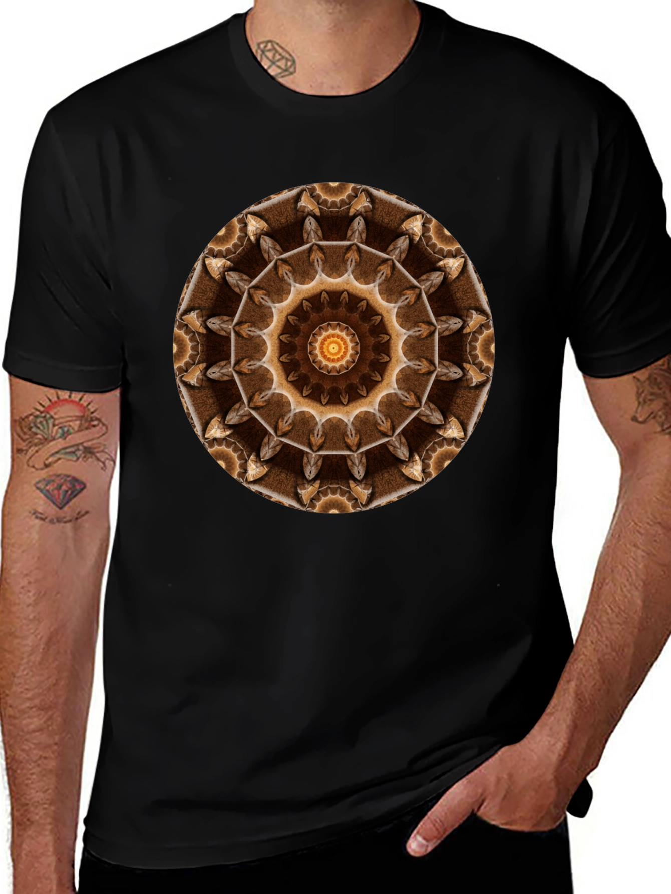 Boho Mandala Graphic Tee - Casual Black T-Shirt