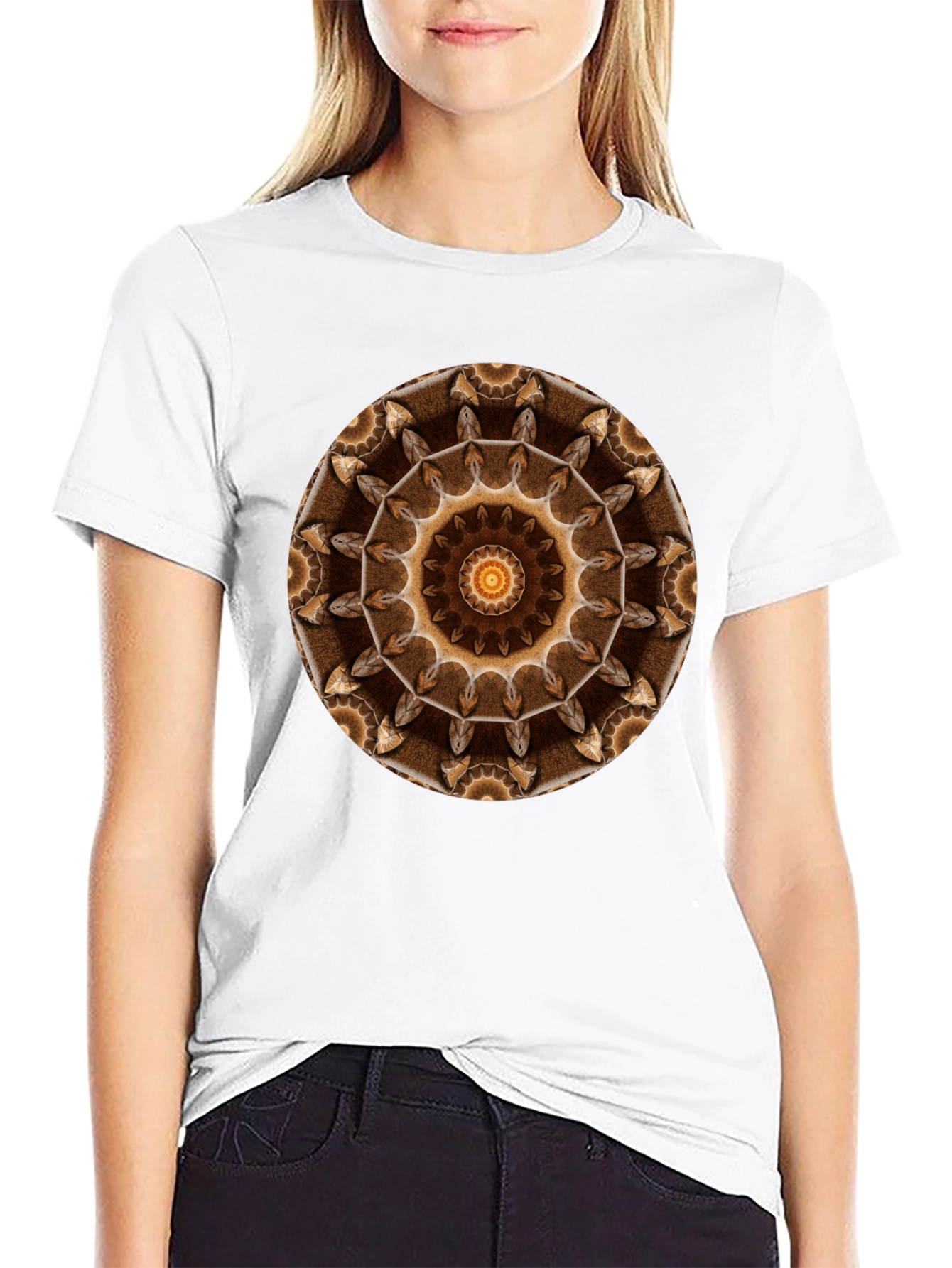 Boho Mandala Graphic Tee - Casual Black T-Shirt