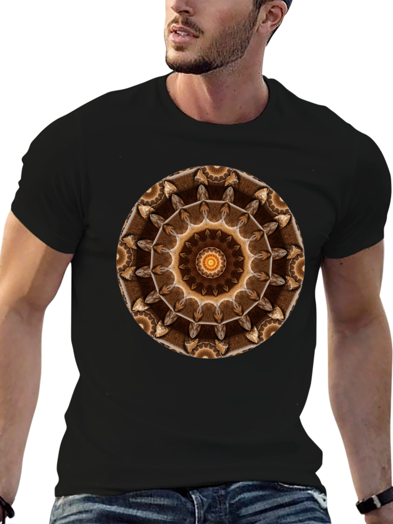 Boho Mandala Graphic Tee - Casual Black T-Shirt