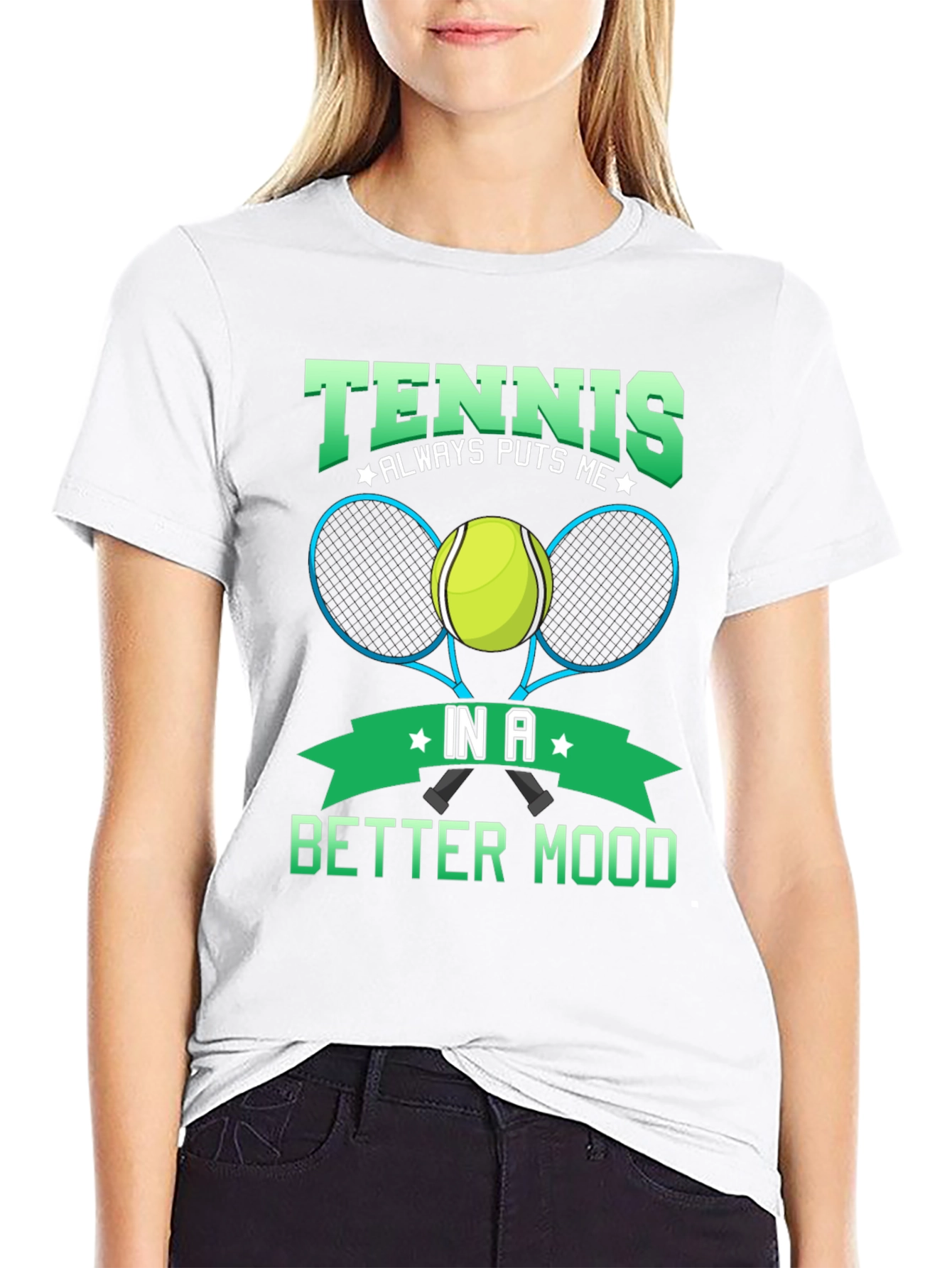 Tennis Puts Me in a Better Mood Black T-Shirt