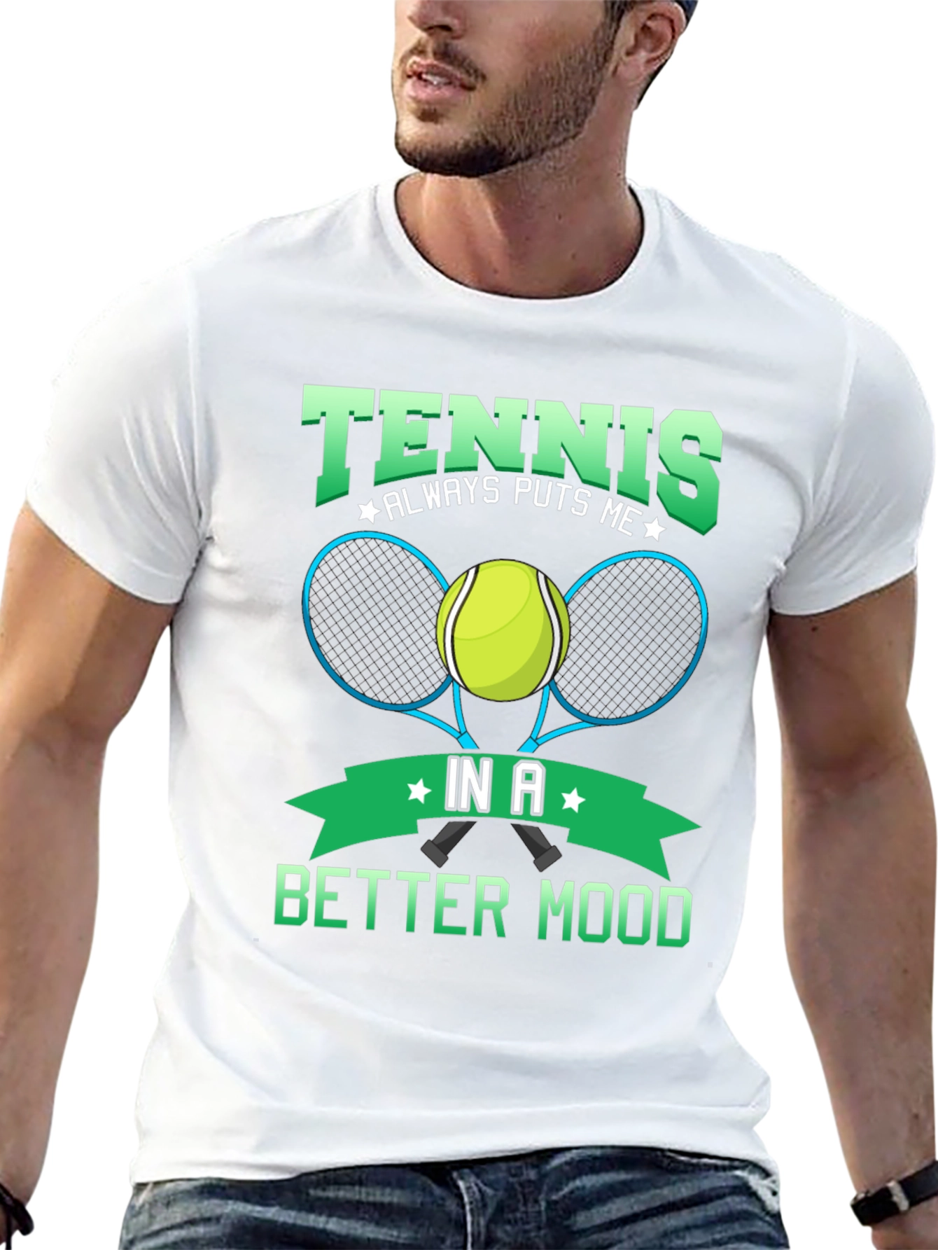 Tennis Puts Me in a Better Mood Black T-Shirt