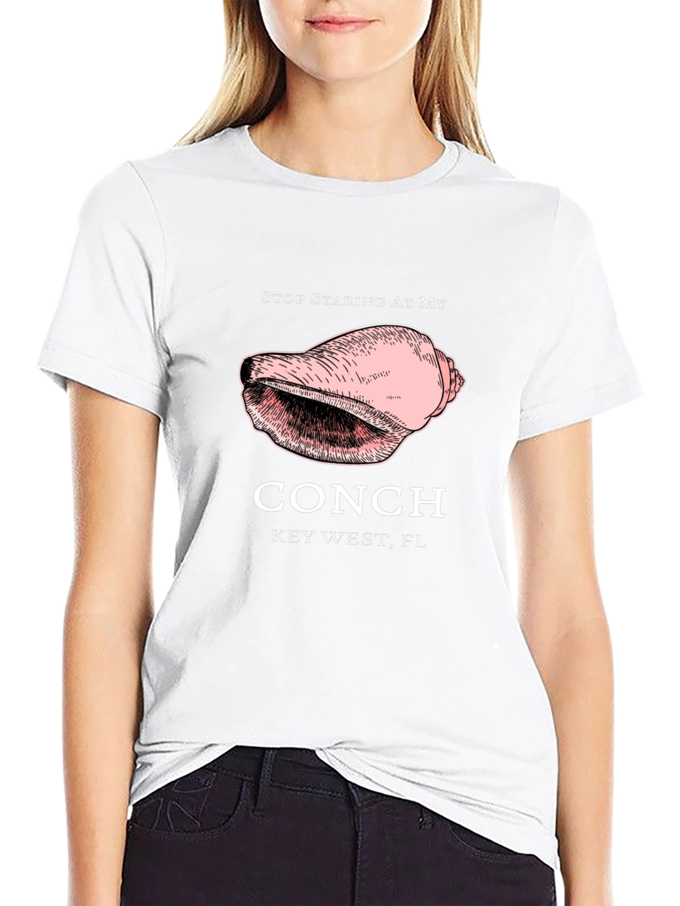 Stop Staring At My Conch Black T-Shirt