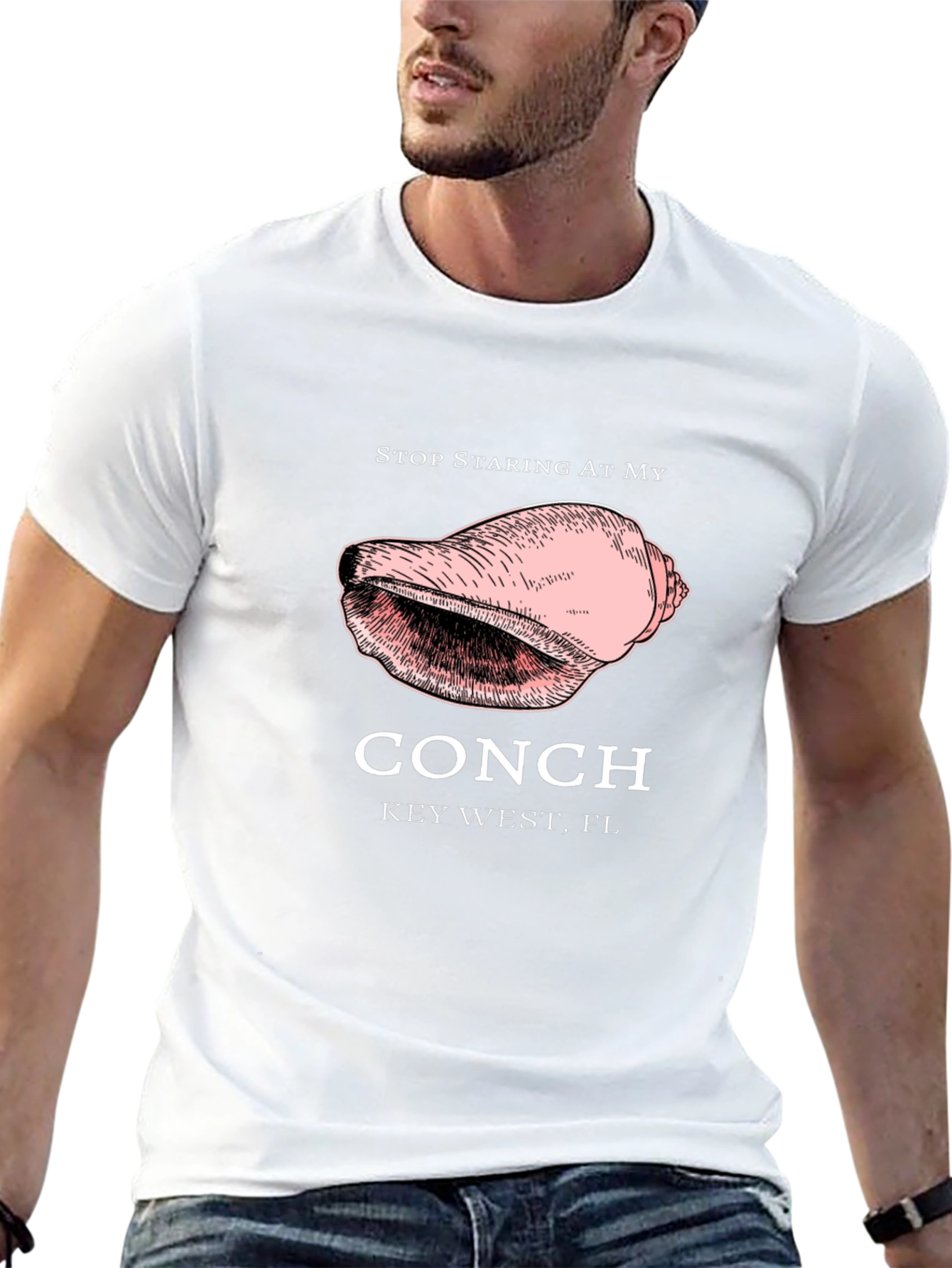 Stop Staring At My Conch Black T-Shirt