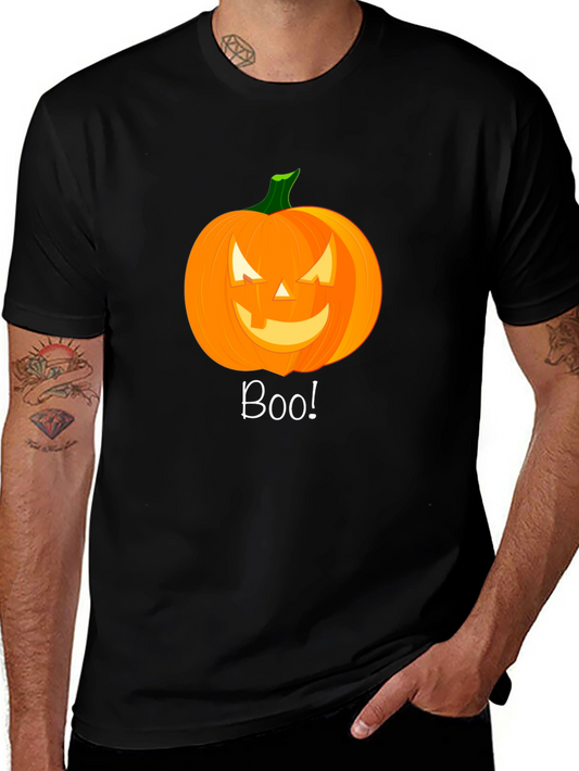 Boo! Halloween Pumpkin Graphic Tee - Black