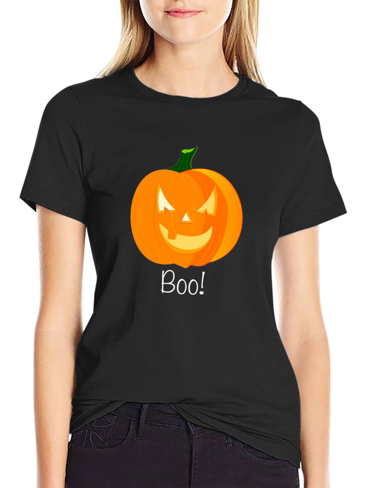 Boo! Halloween Pumpkin Graphic Tee - Black