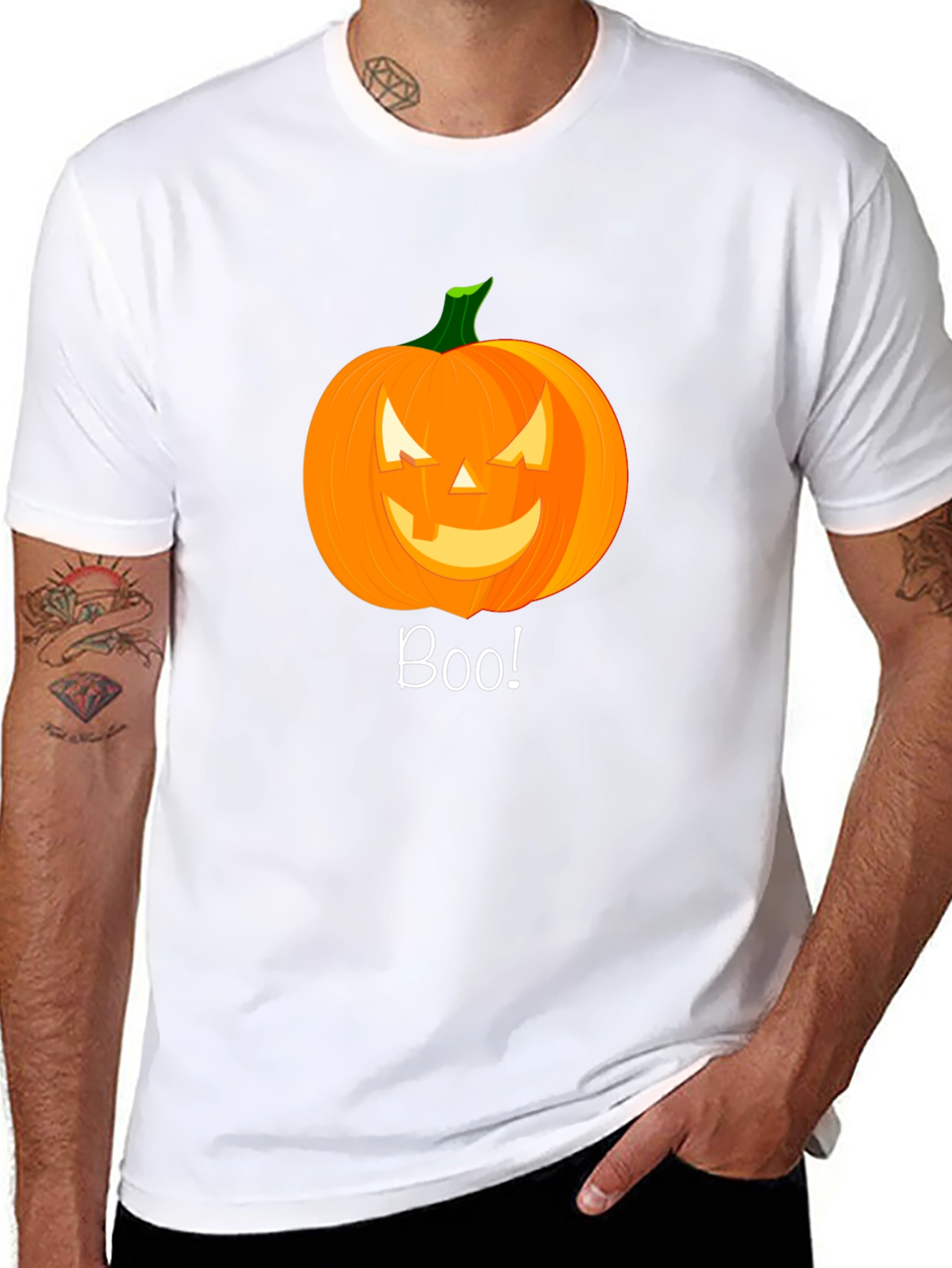 Boo! Halloween Pumpkin Graphic Tee - Black