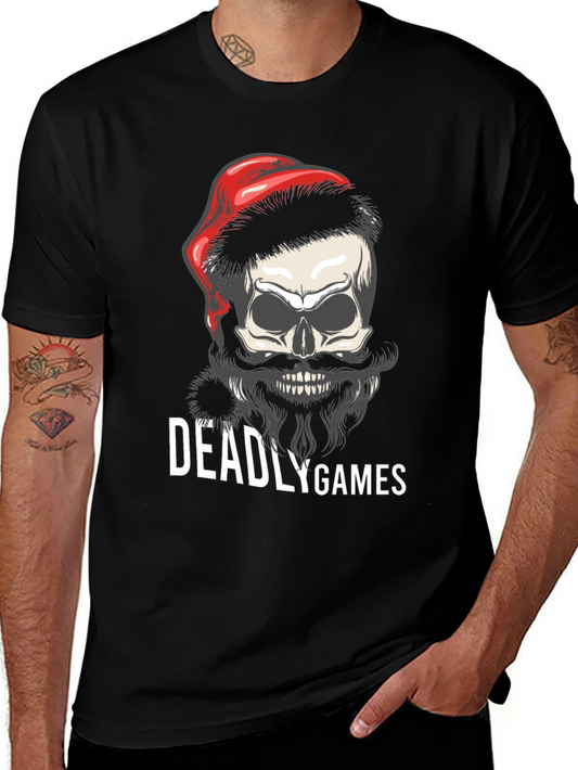 Deadly Games Skull Santa Hat Graphic Tee