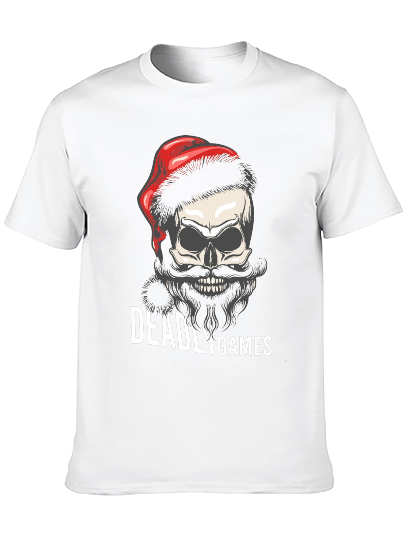 Deadly Games Skull Santa Hat Graphic Tee