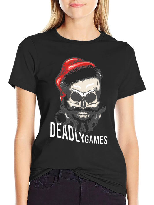 Deadly Games Skull Santa Hat Graphic Tee