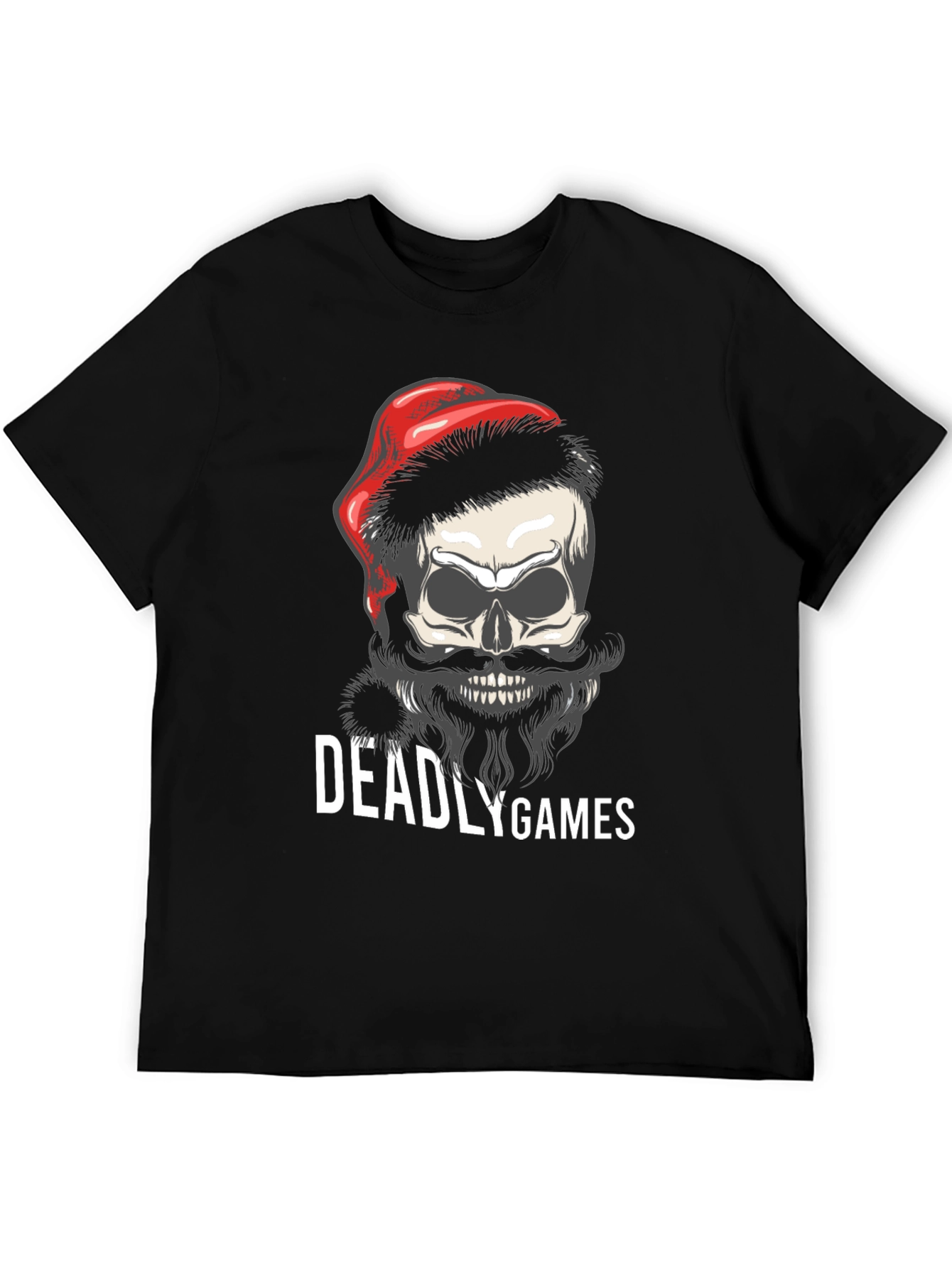 Deadly Games Skull Santa Hat Graphic Tee