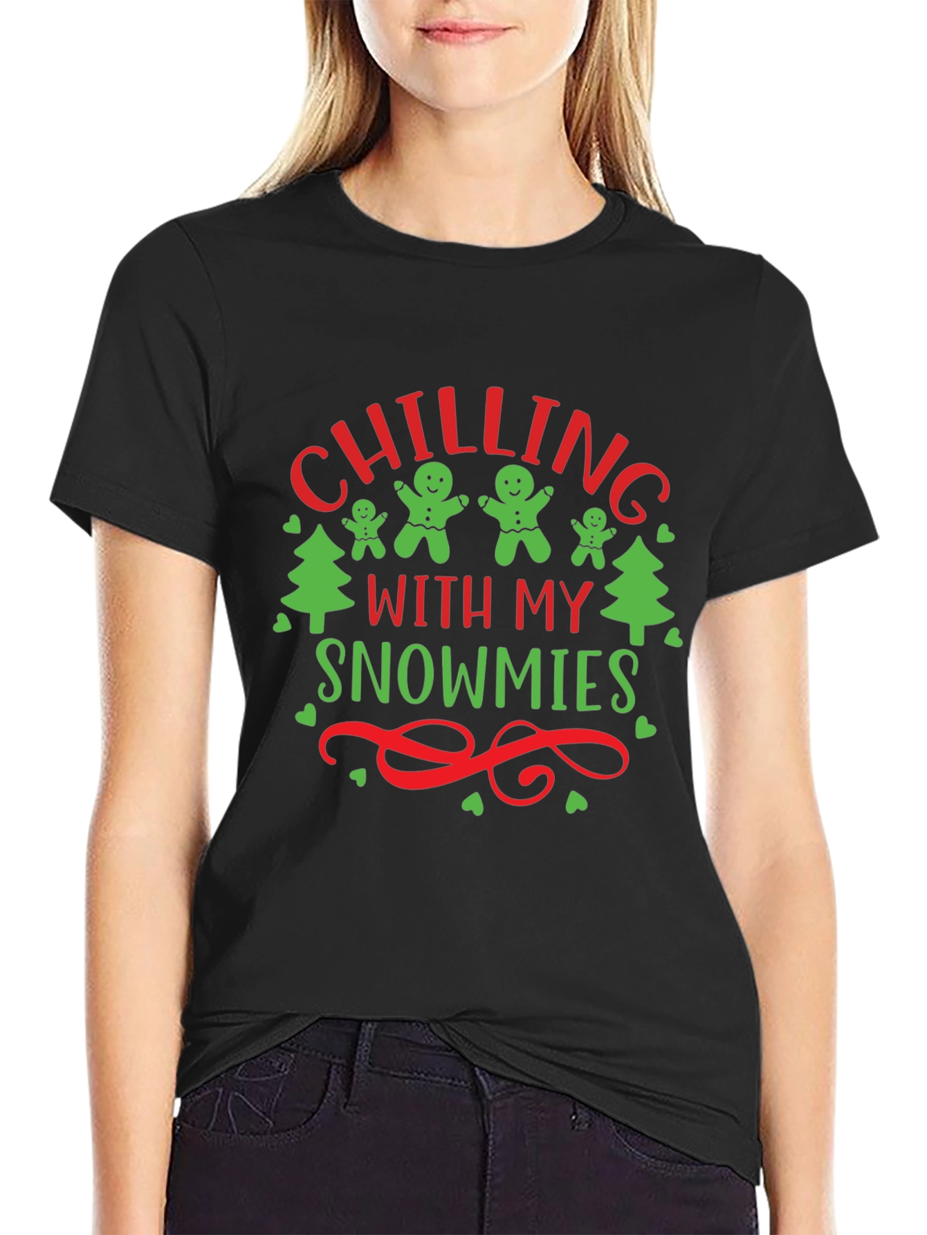 Chilling With My Snowmies Black T-Shirt