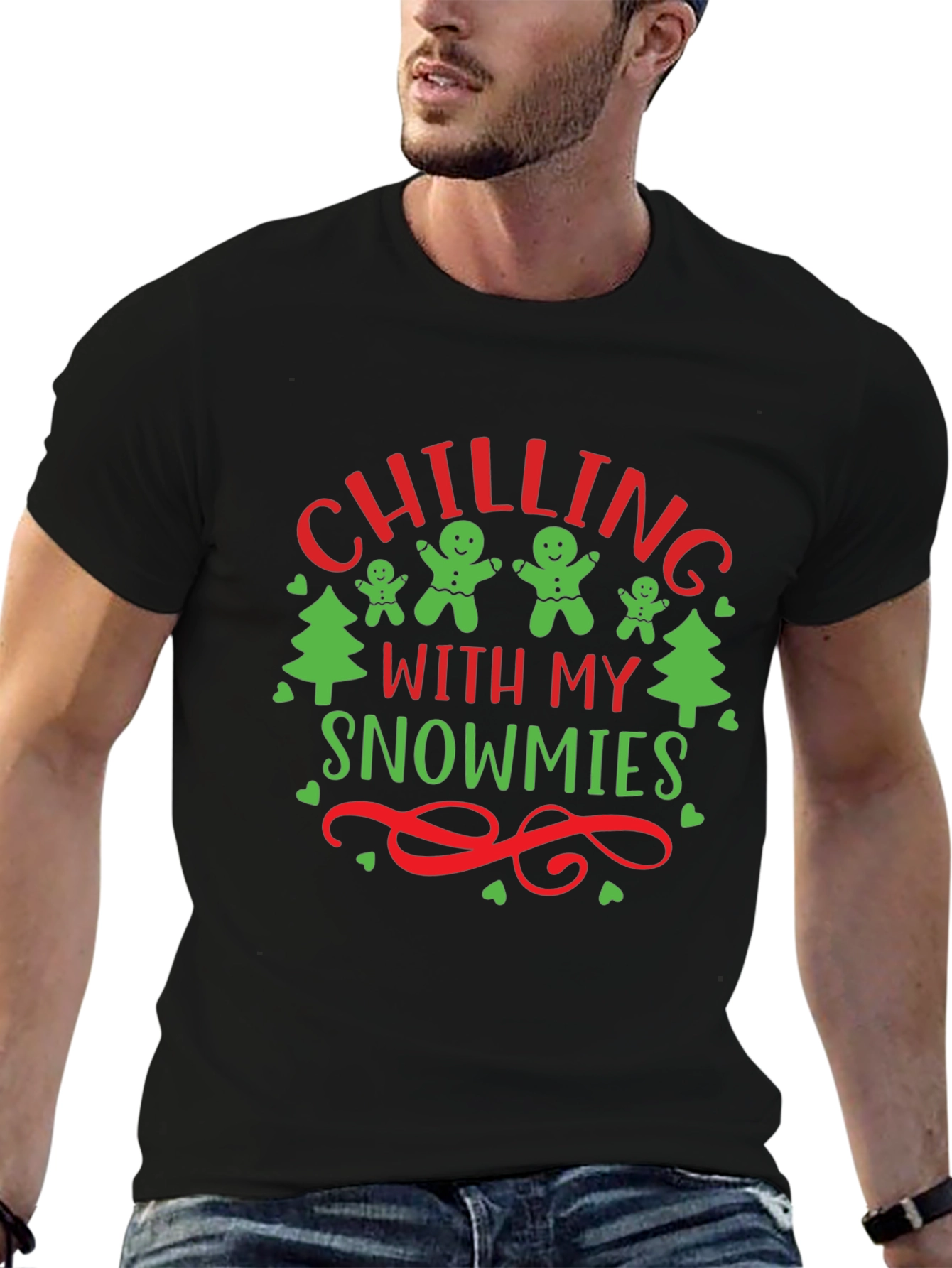 Chilling With My Snowmies Black T-Shirt