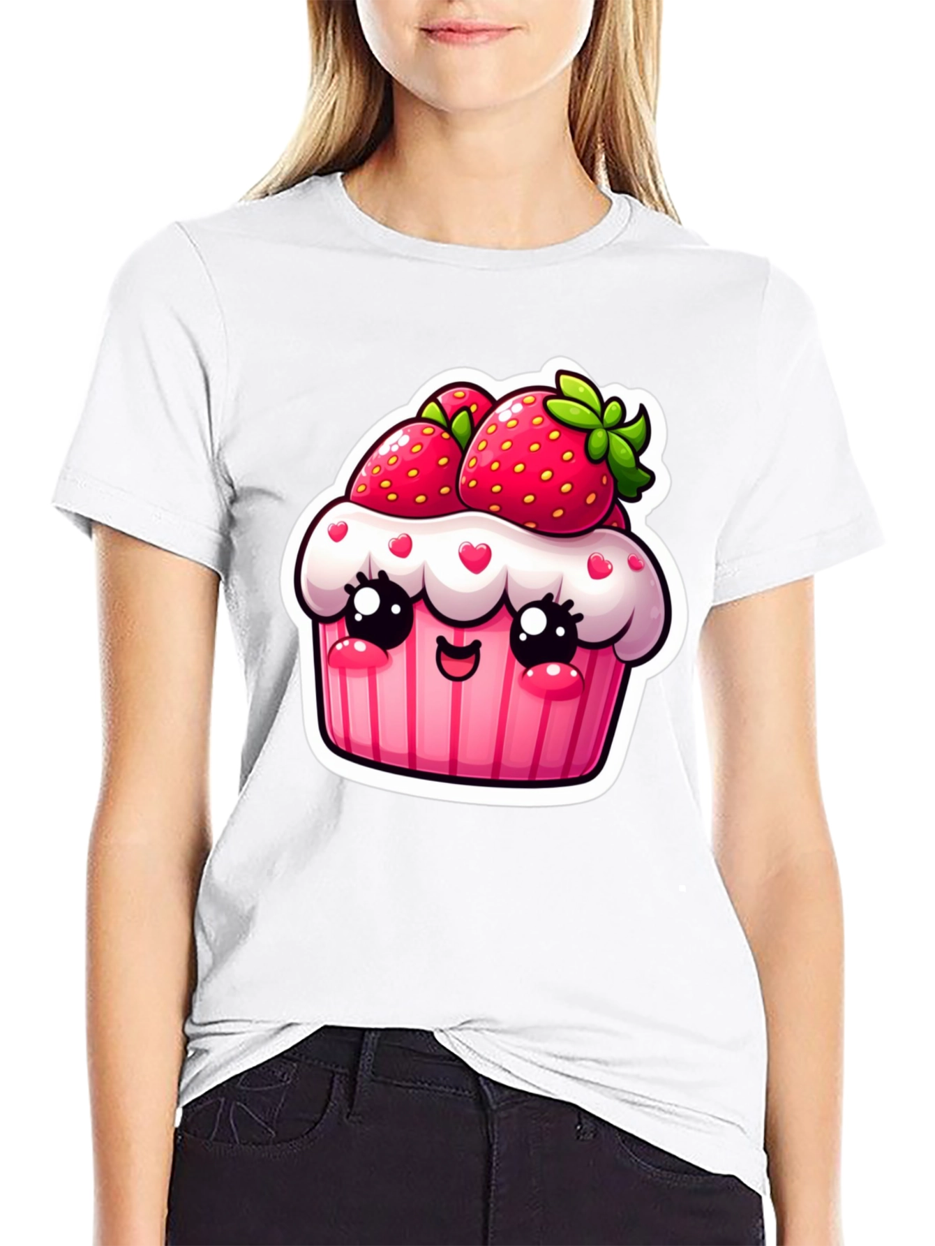 Kawaii Strawberry Cupcake T-Shirt Cute Graphic Tee