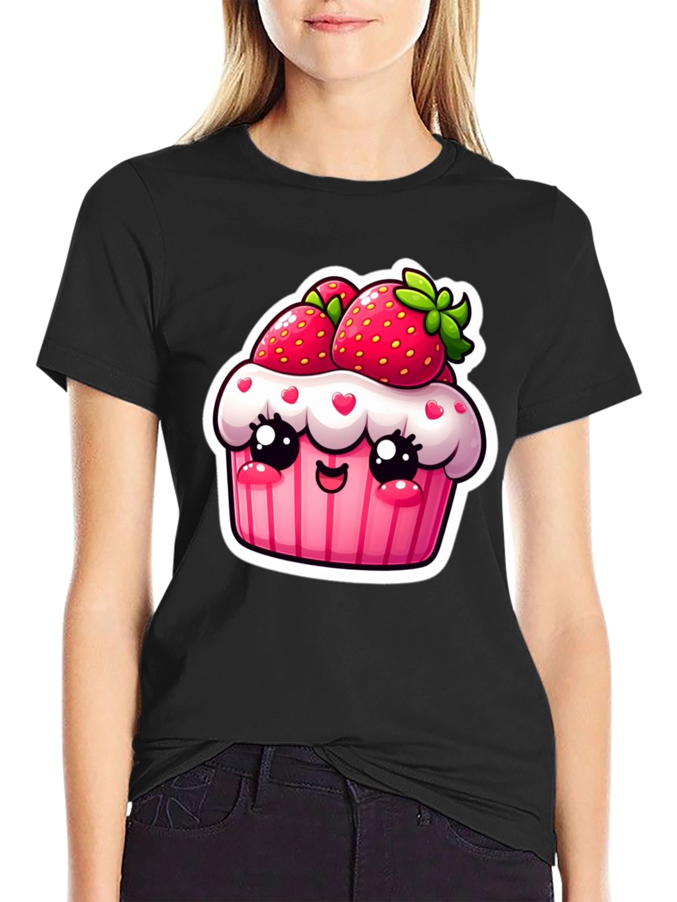 Kawaii Strawberry Cupcake T-Shirt Cute Graphic Tee
