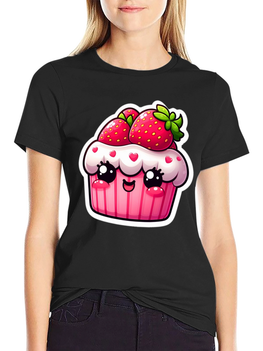 Kawaii Strawberry Cupcake T-Shirt Cute Graphic Tee