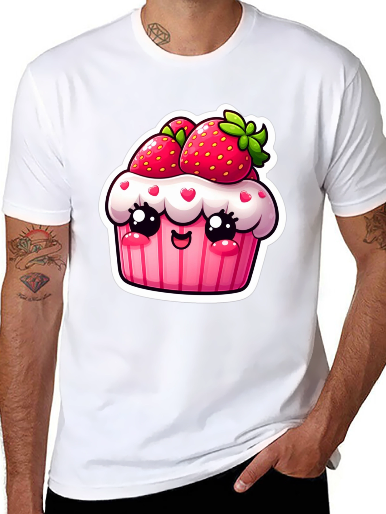 Kawaii Strawberry Cupcake T-Shirt Cute Graphic Tee